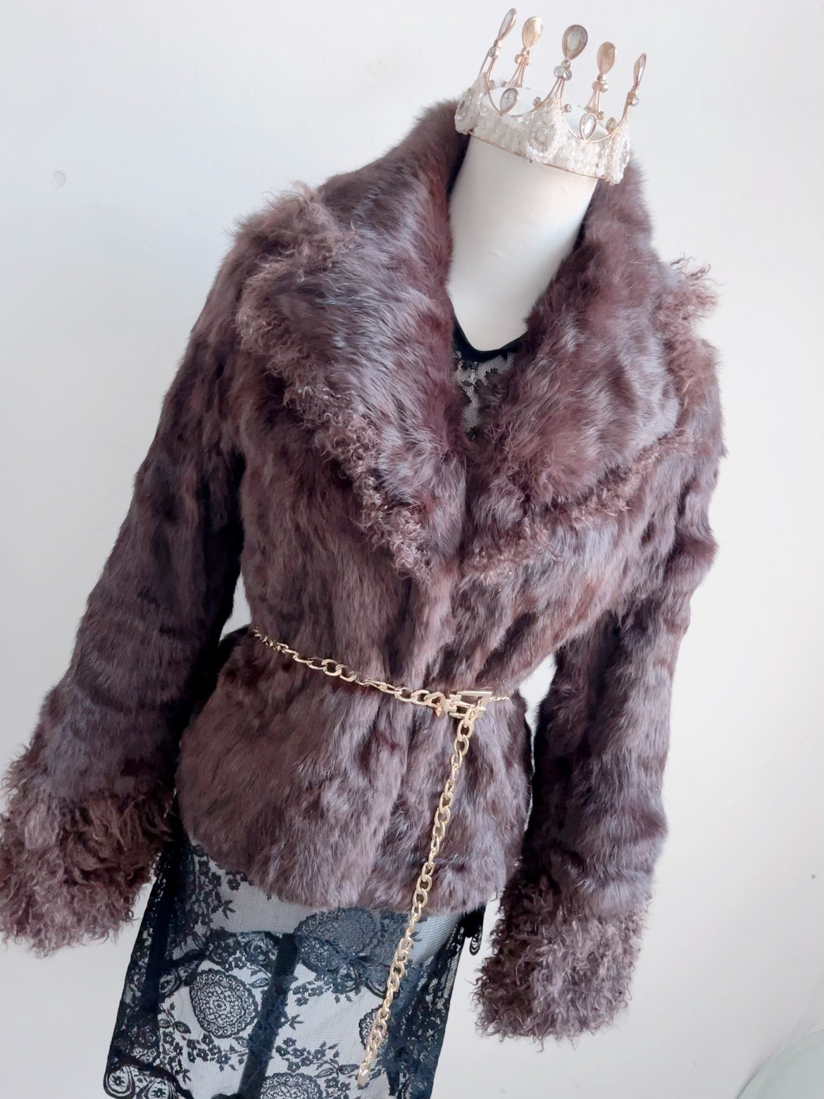 Vintage brown genuine fur coat