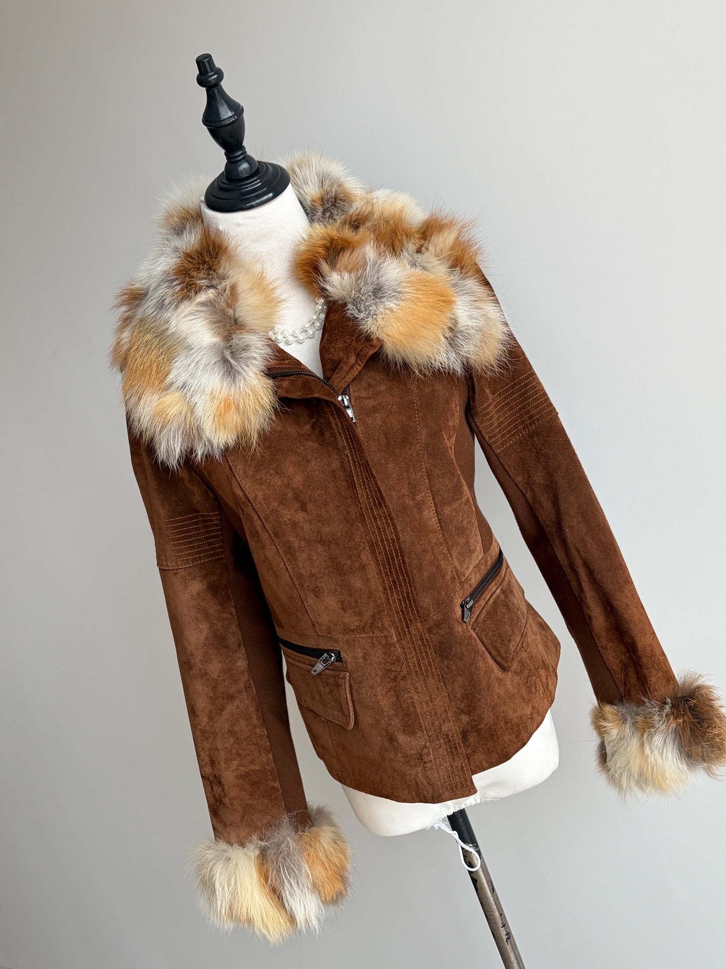 Vintage brown silver fox fur coat