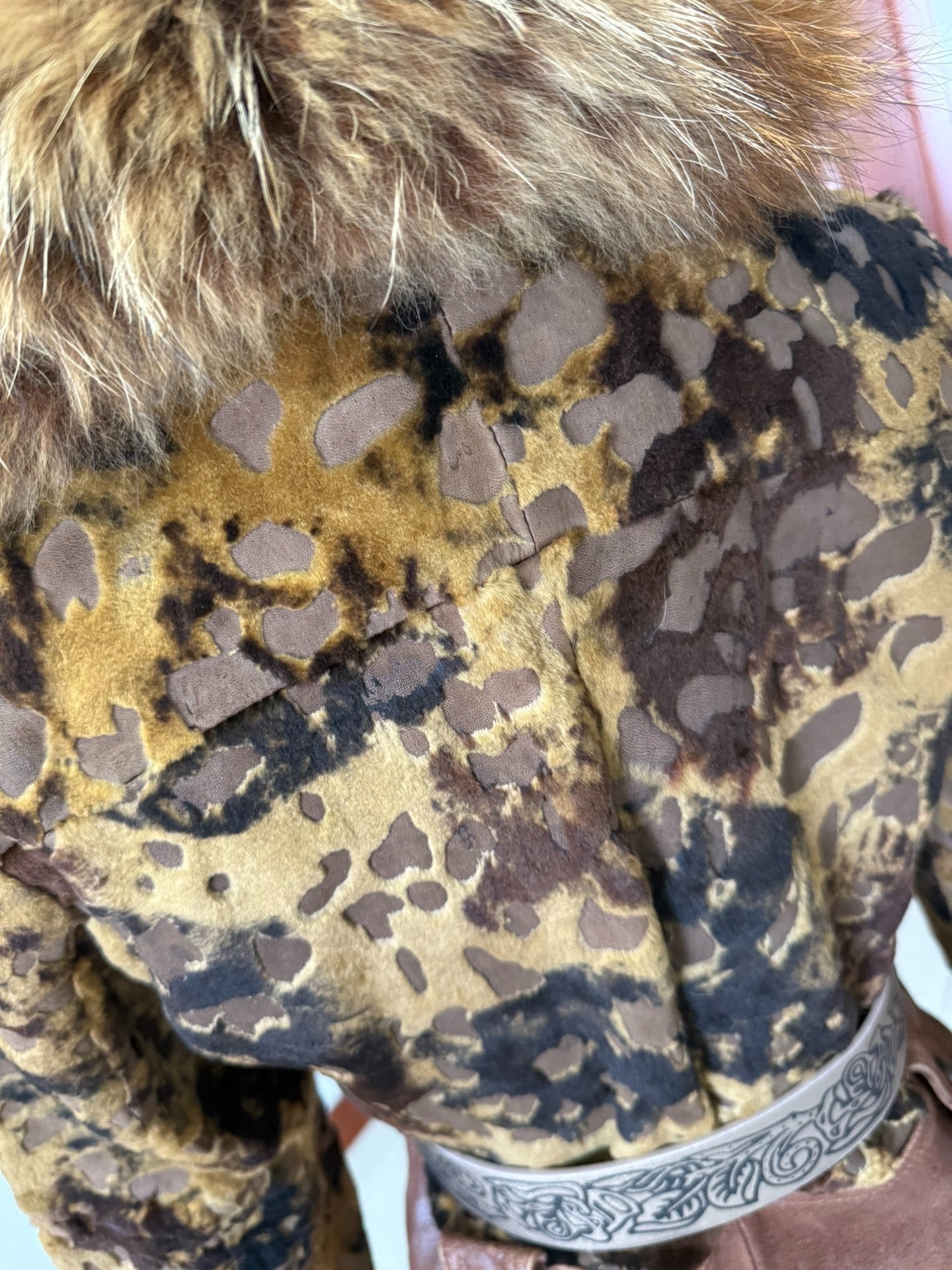 Vintage leopard-print genuine fur coat