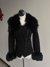 Vintage black Genuine fur and leather coat