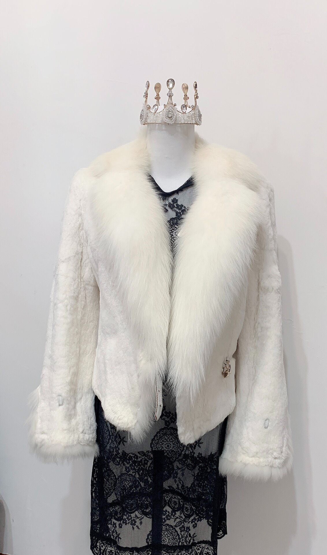 Vintage White Genuine Fur Coat