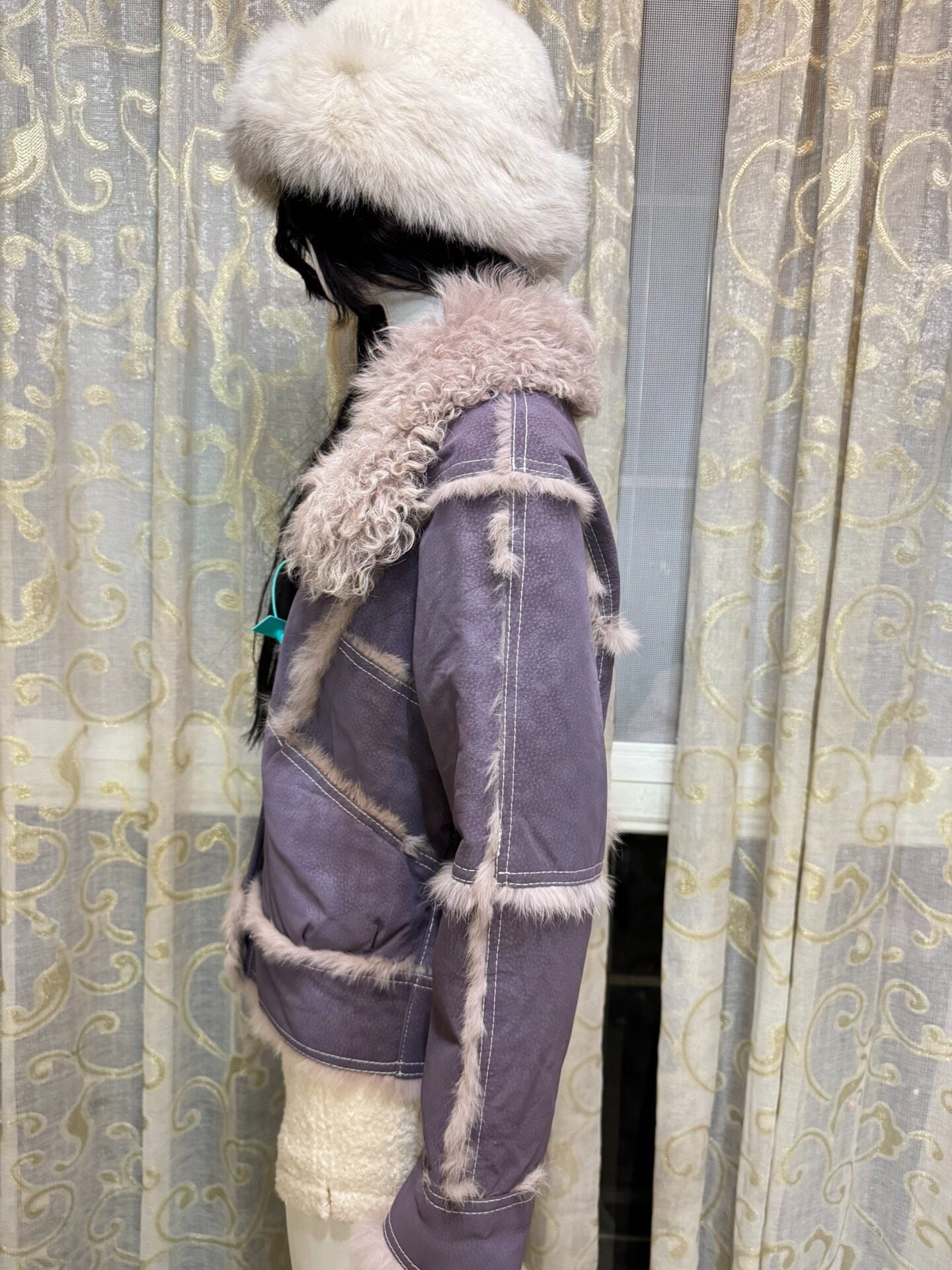 Vintage Purple Genuine Fur Coat