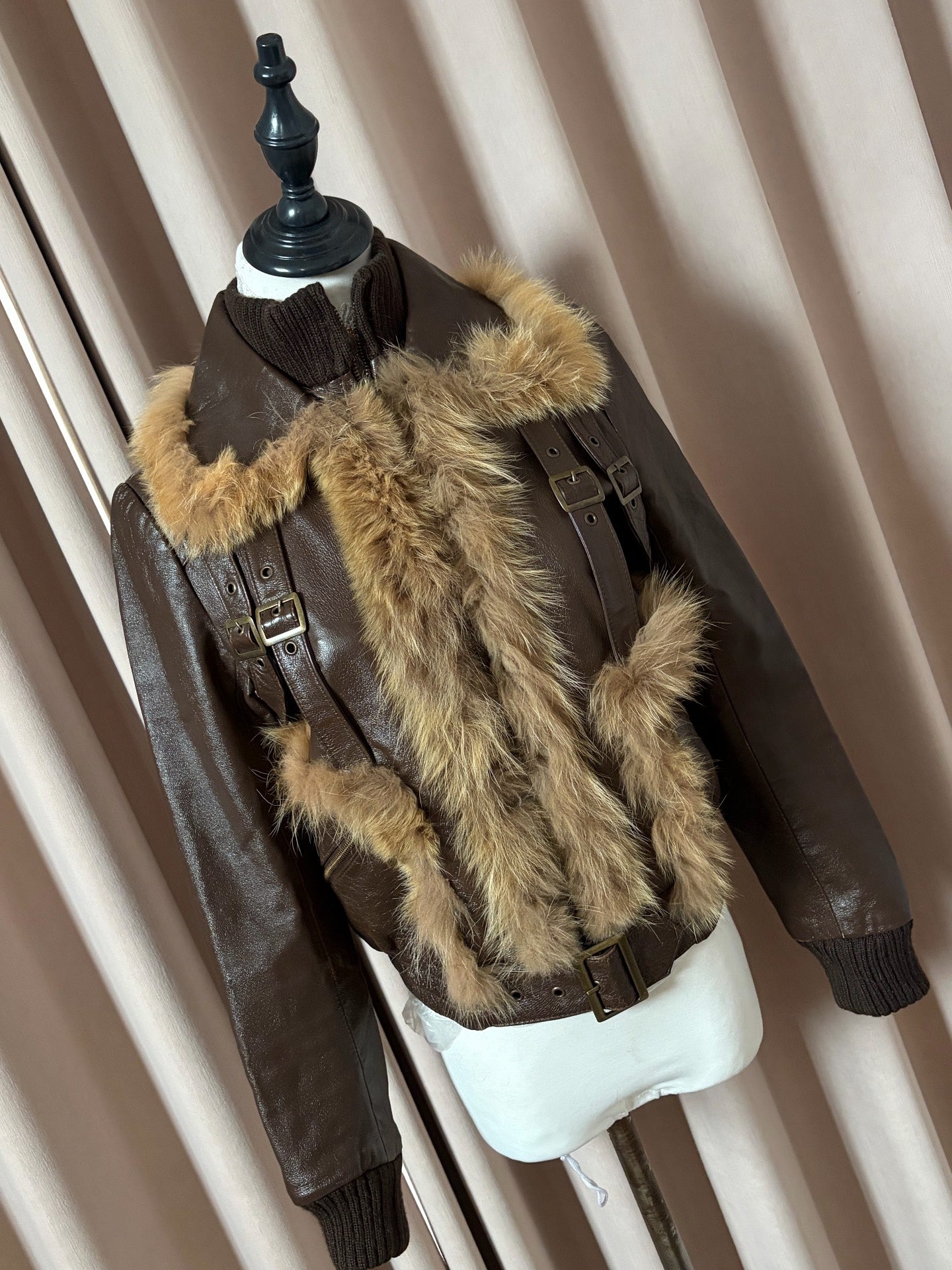 Vintage genuine fur and leather jacket/coat