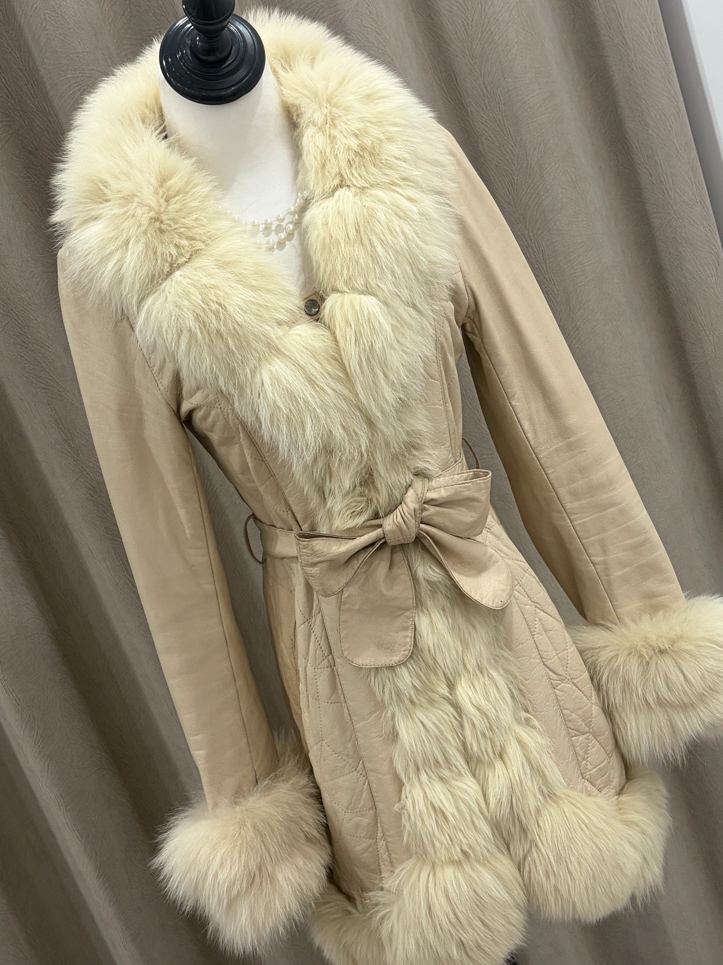Vintage off-white fox fur coat