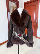 Vintage brown fur coat with fox fur collar