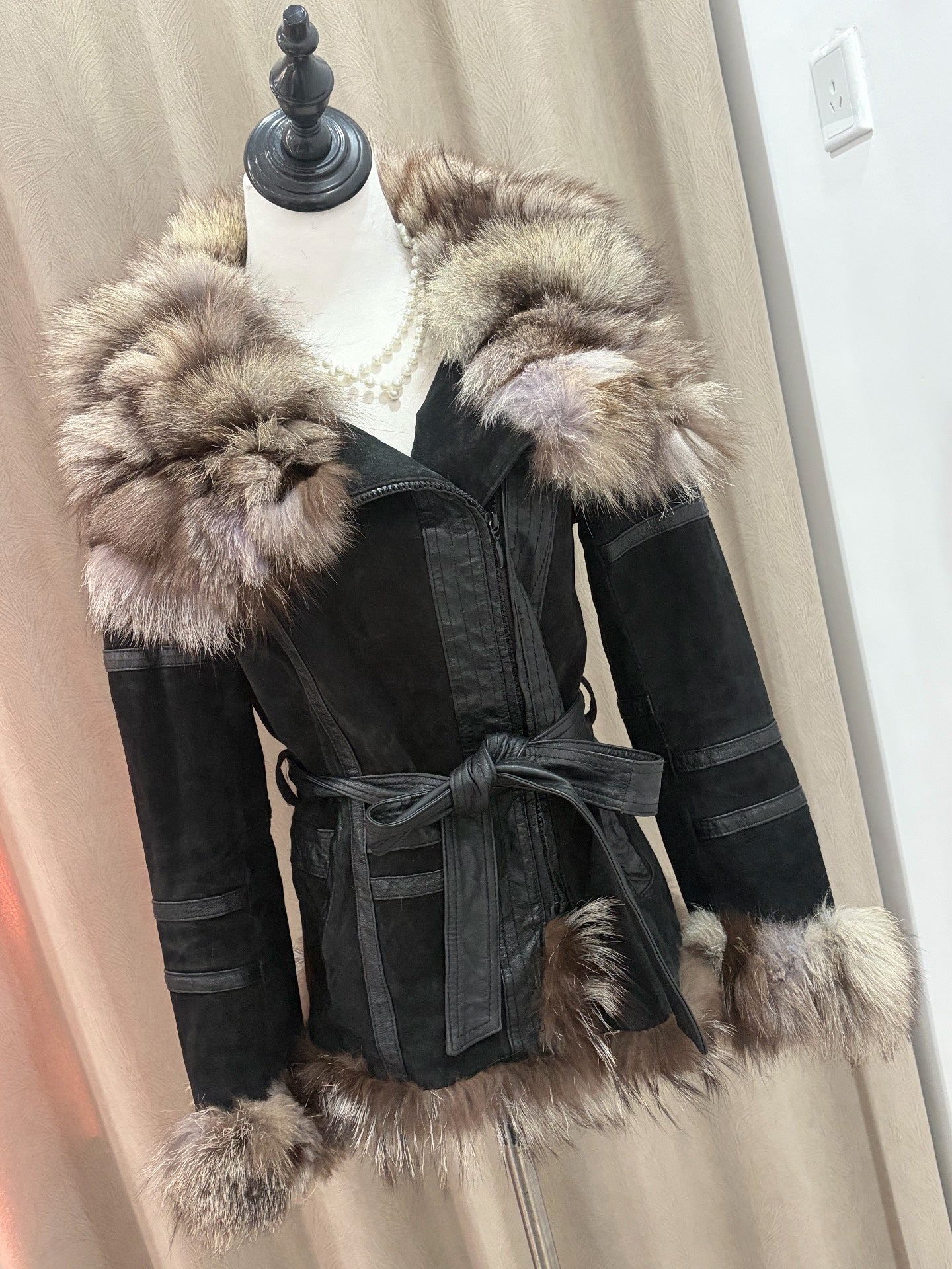 Vintage black genuine fur coat