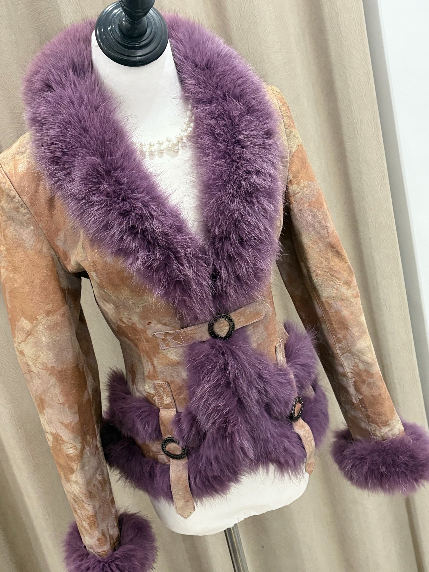 Vintage purple genuine fur coat
