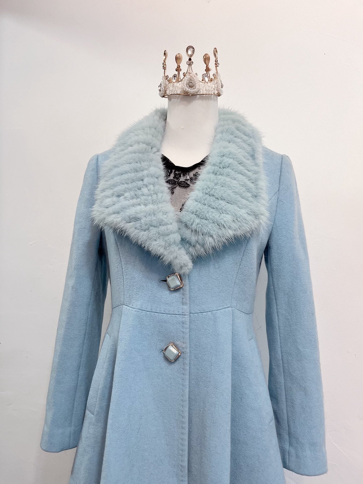 Vintage Blue Genuine Fur Coat