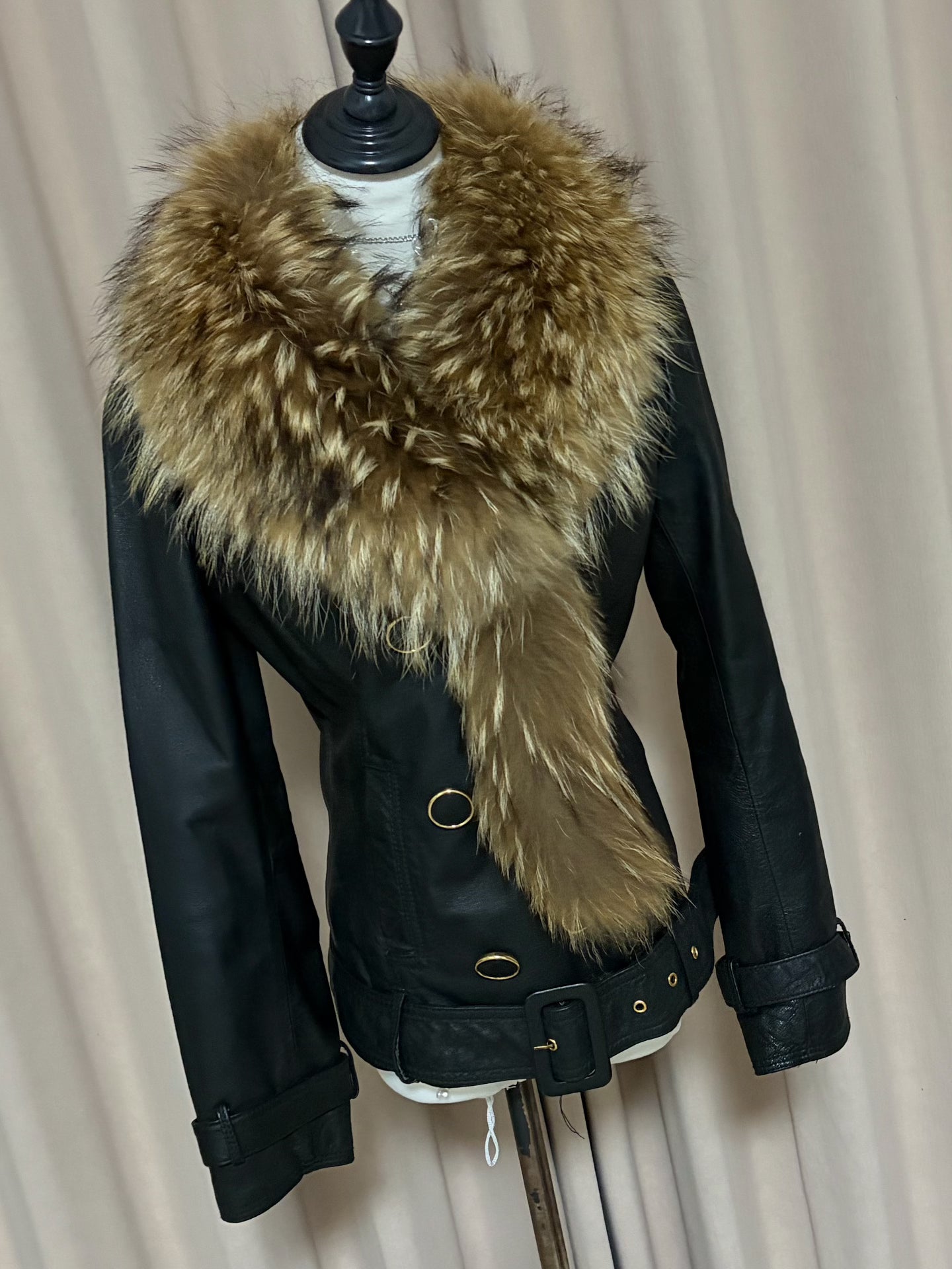 Vintage genuine fur and leather jacket