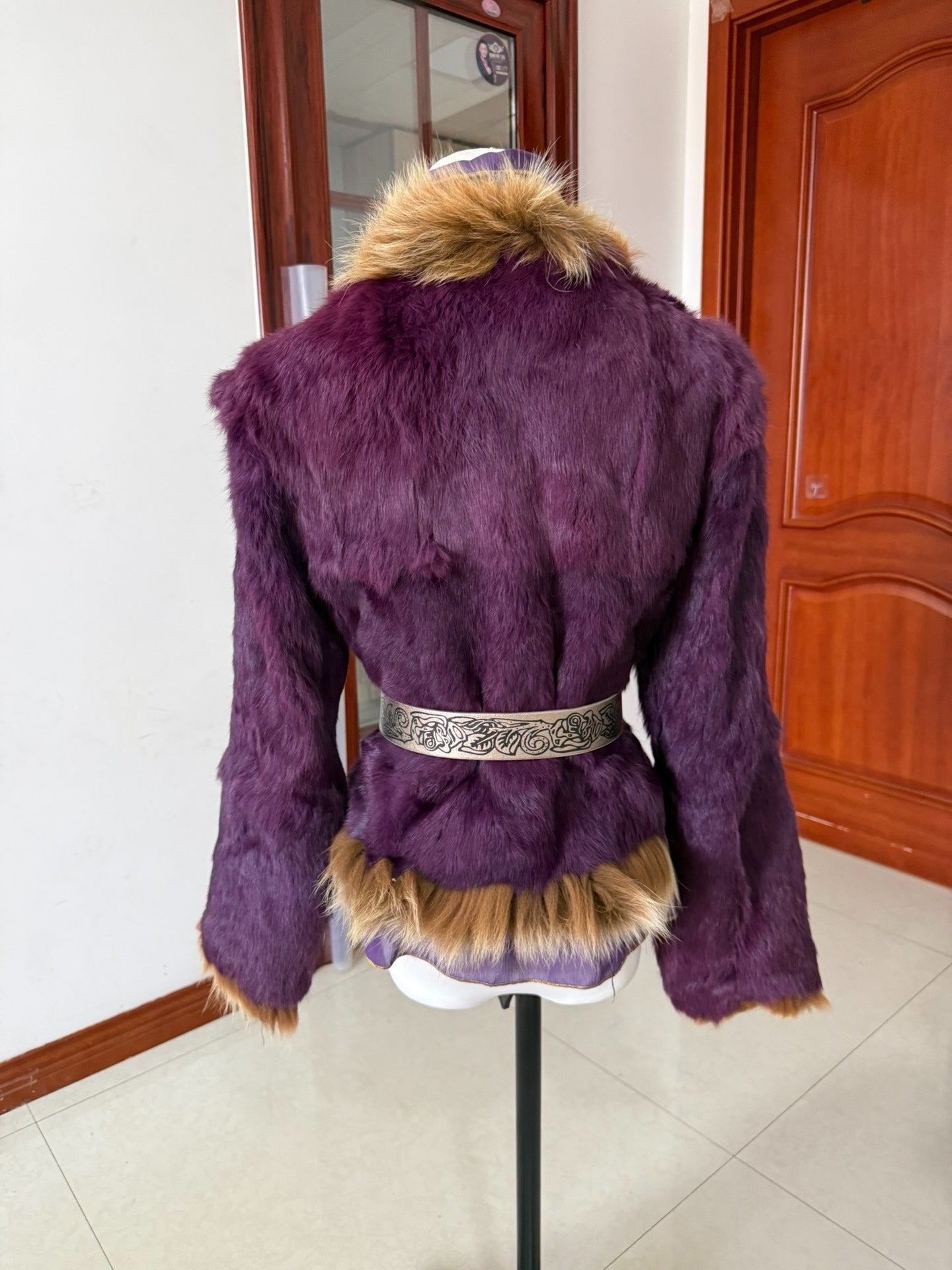 Vintage purple genuine fur coat