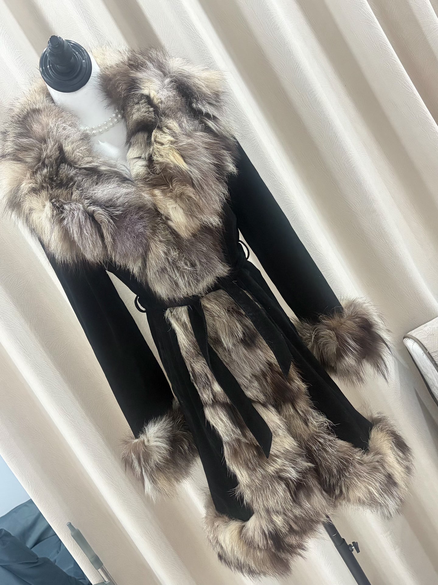 Vintage black genuine fur coat