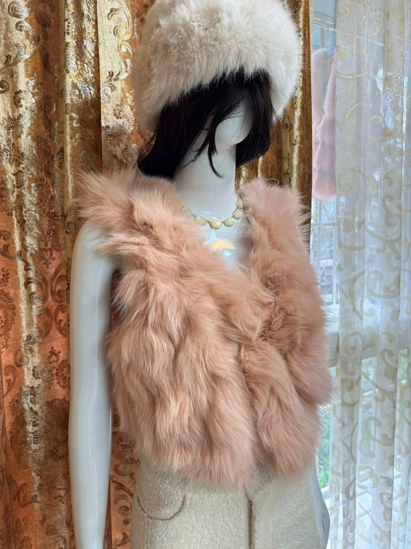 Vintage Pink Genuine Fur Coat