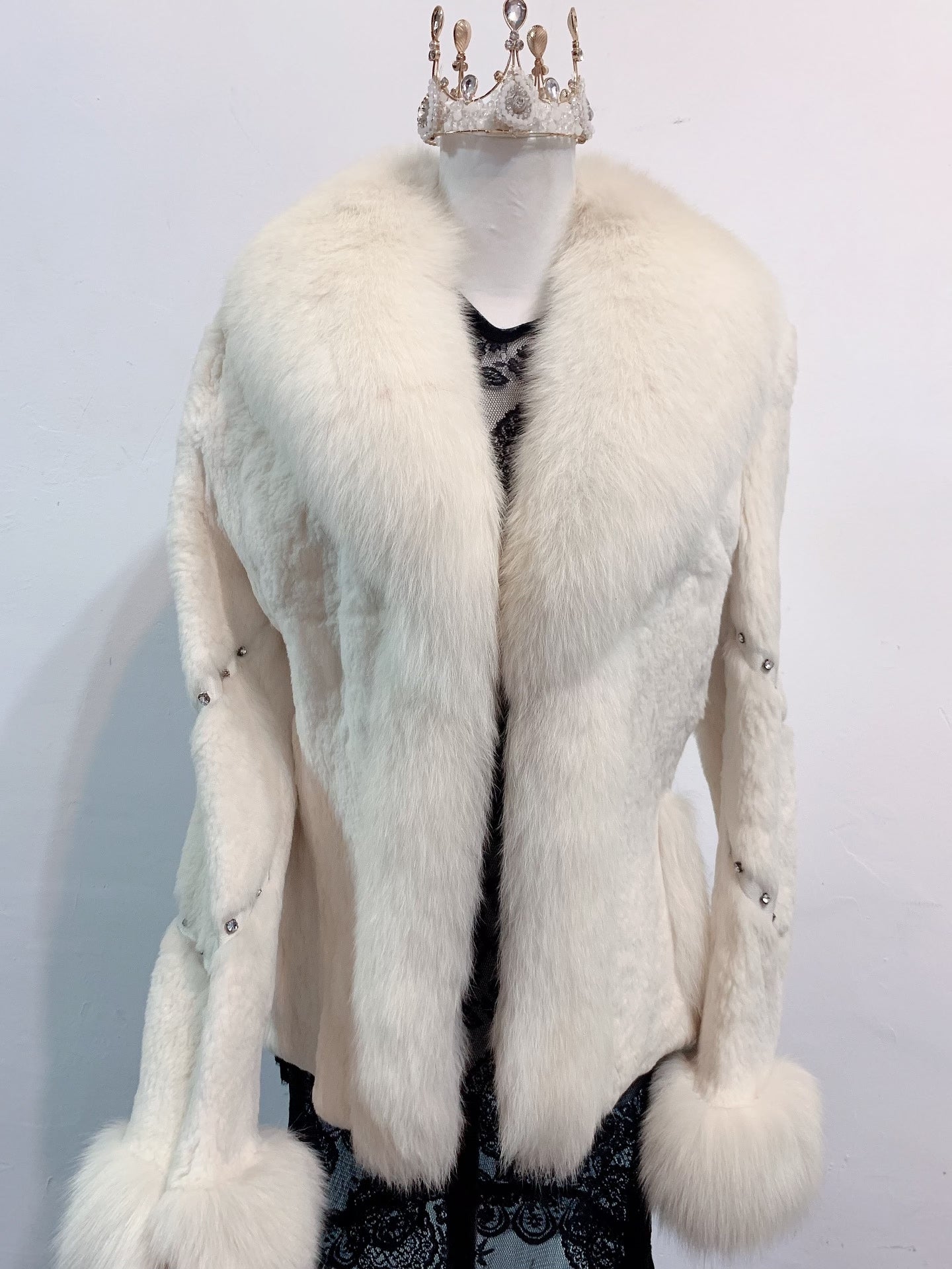 Vintage White Genuine Fur Coat