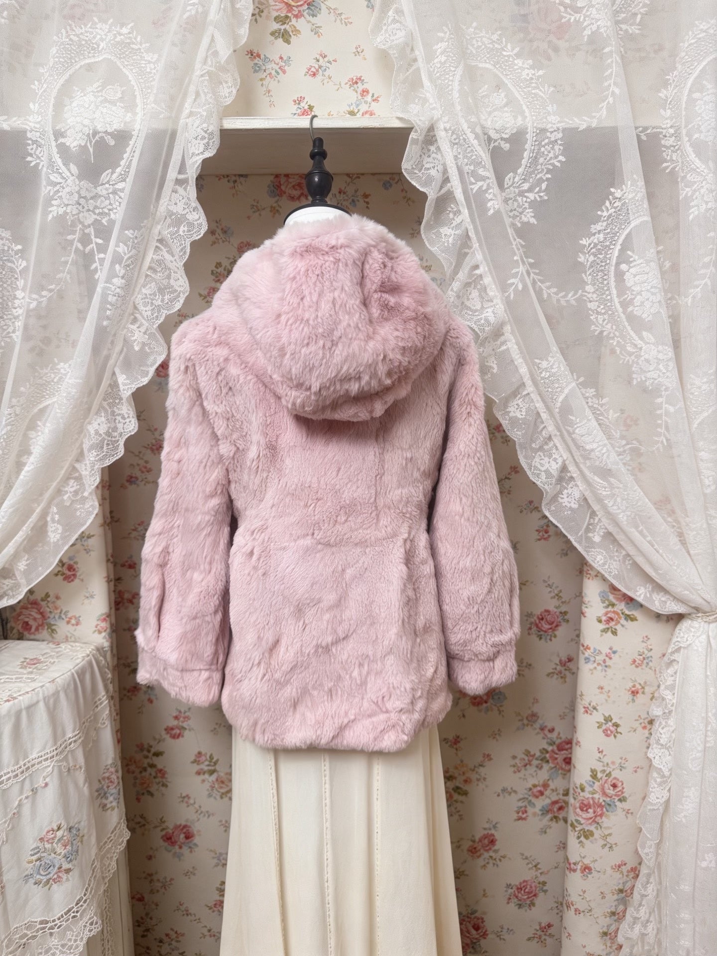 Vintage Pink Genuine Fur Coat