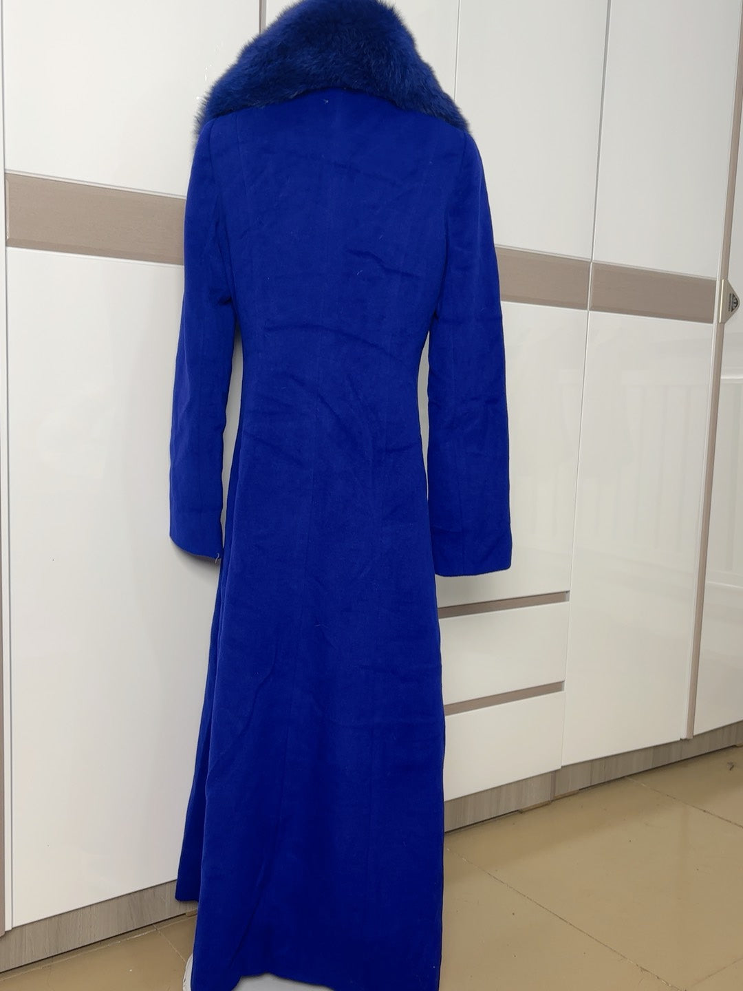 Vintage Blue Fox Fur Collar Wool Coat