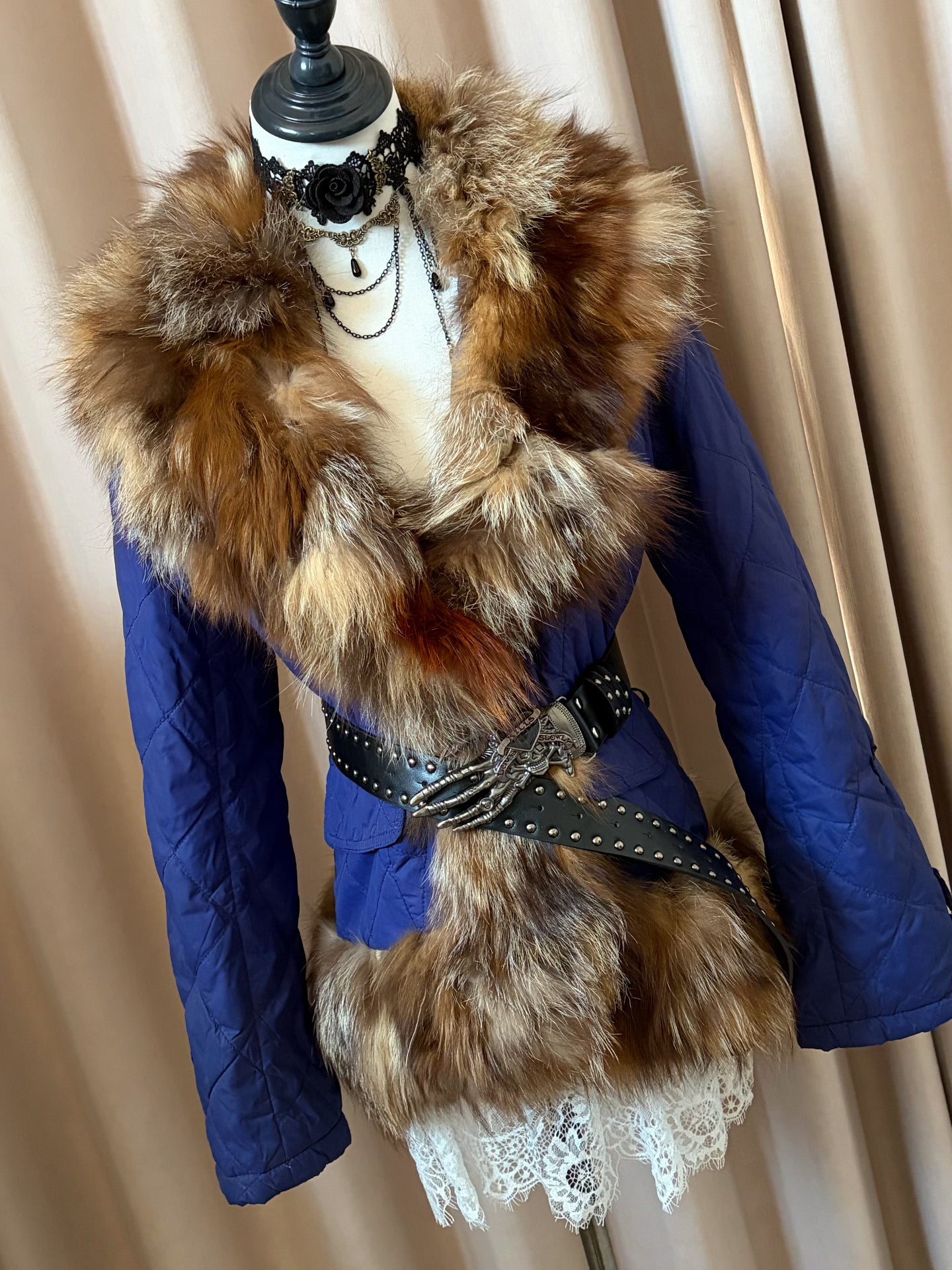 Vintage Italian PAQUITO fox fur collar coat
