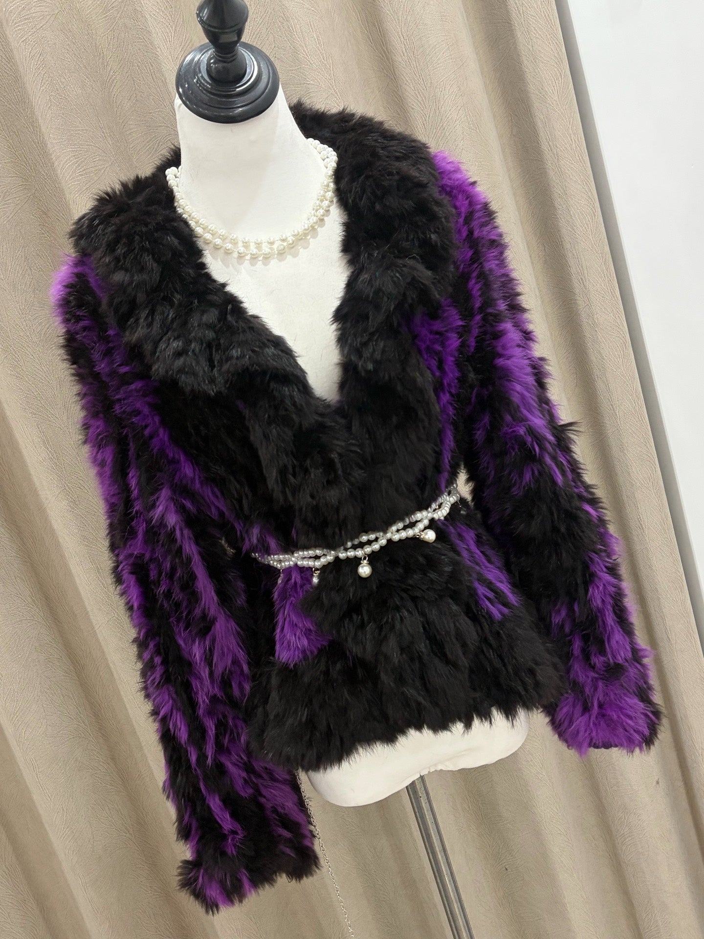 Vintage double-sided knit genuine fur coat