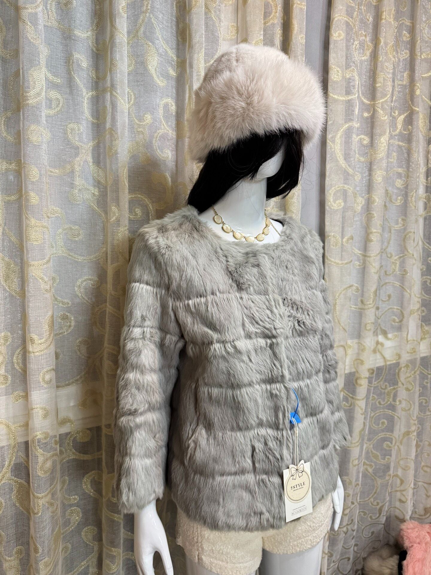 Vintage Grey Genuine Fur Coat