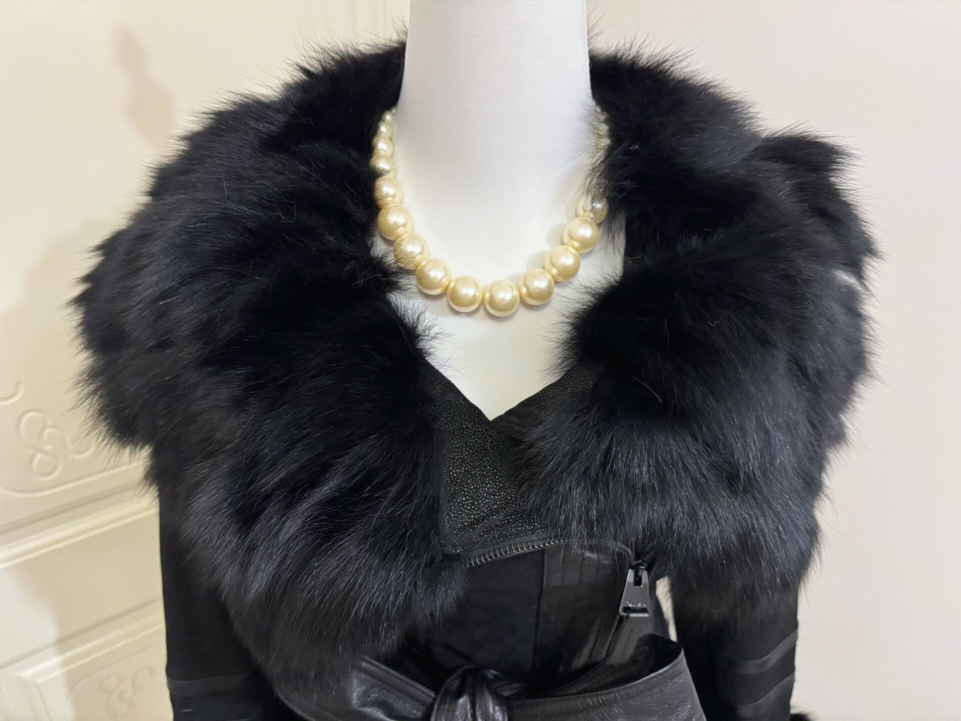Vintage black real fur coat