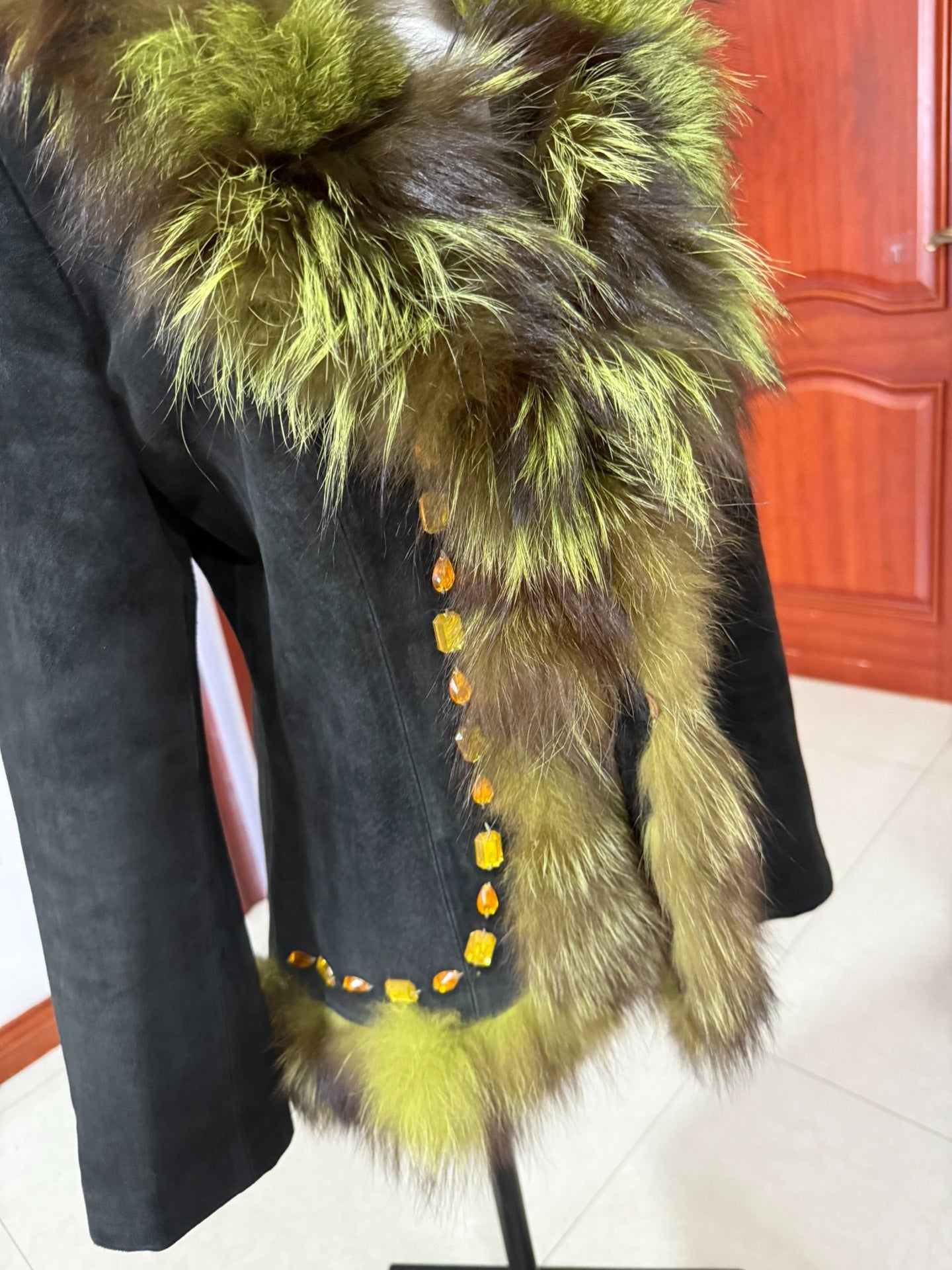 Vintage fur coat with fox fur collar