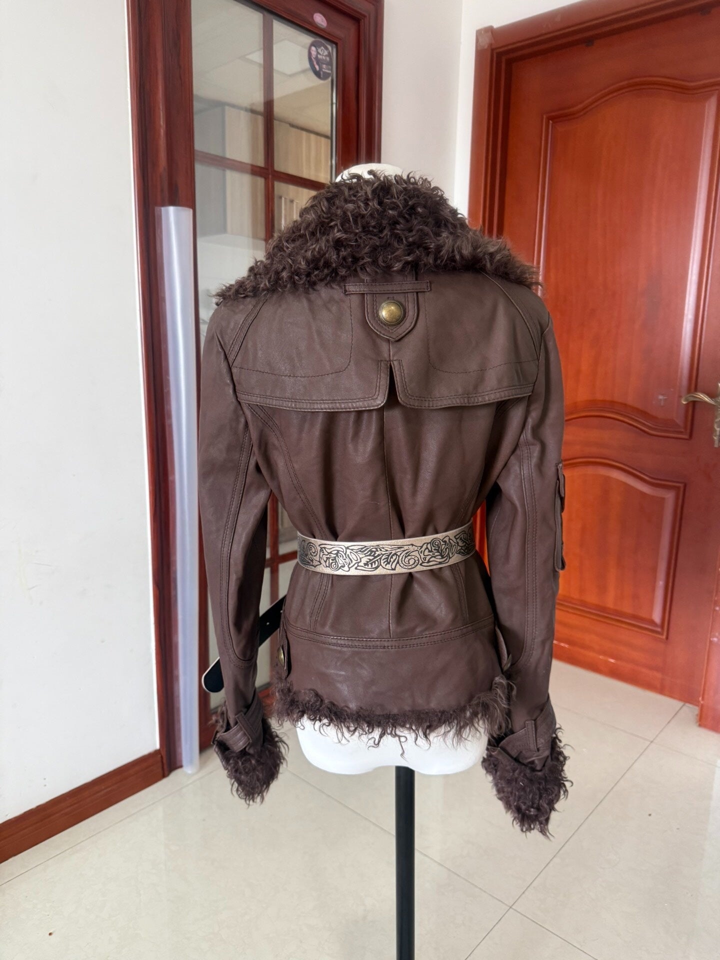 Vintage brown wool-blend cropped jacket