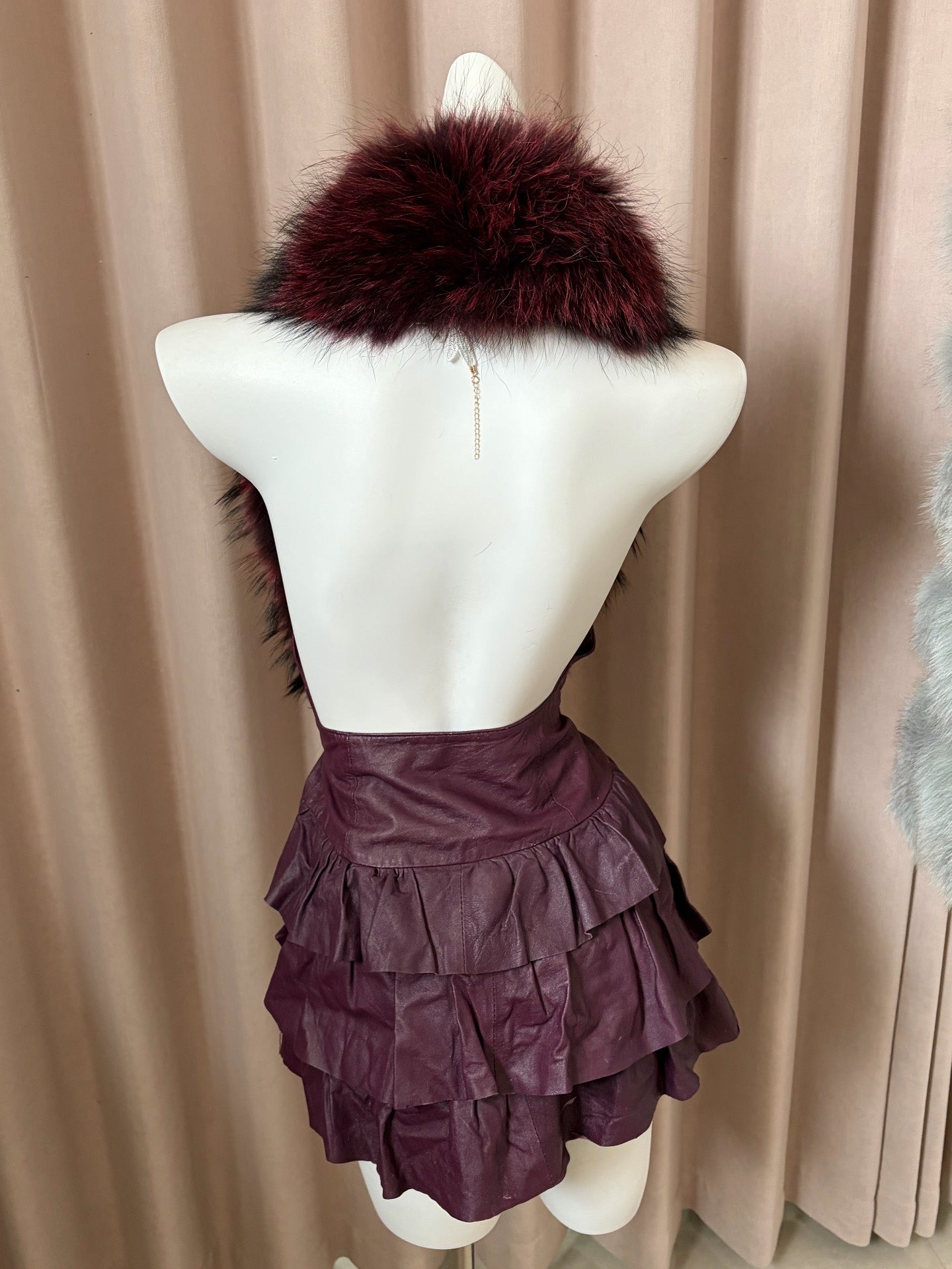 Vintage purple fur vest dress Size L