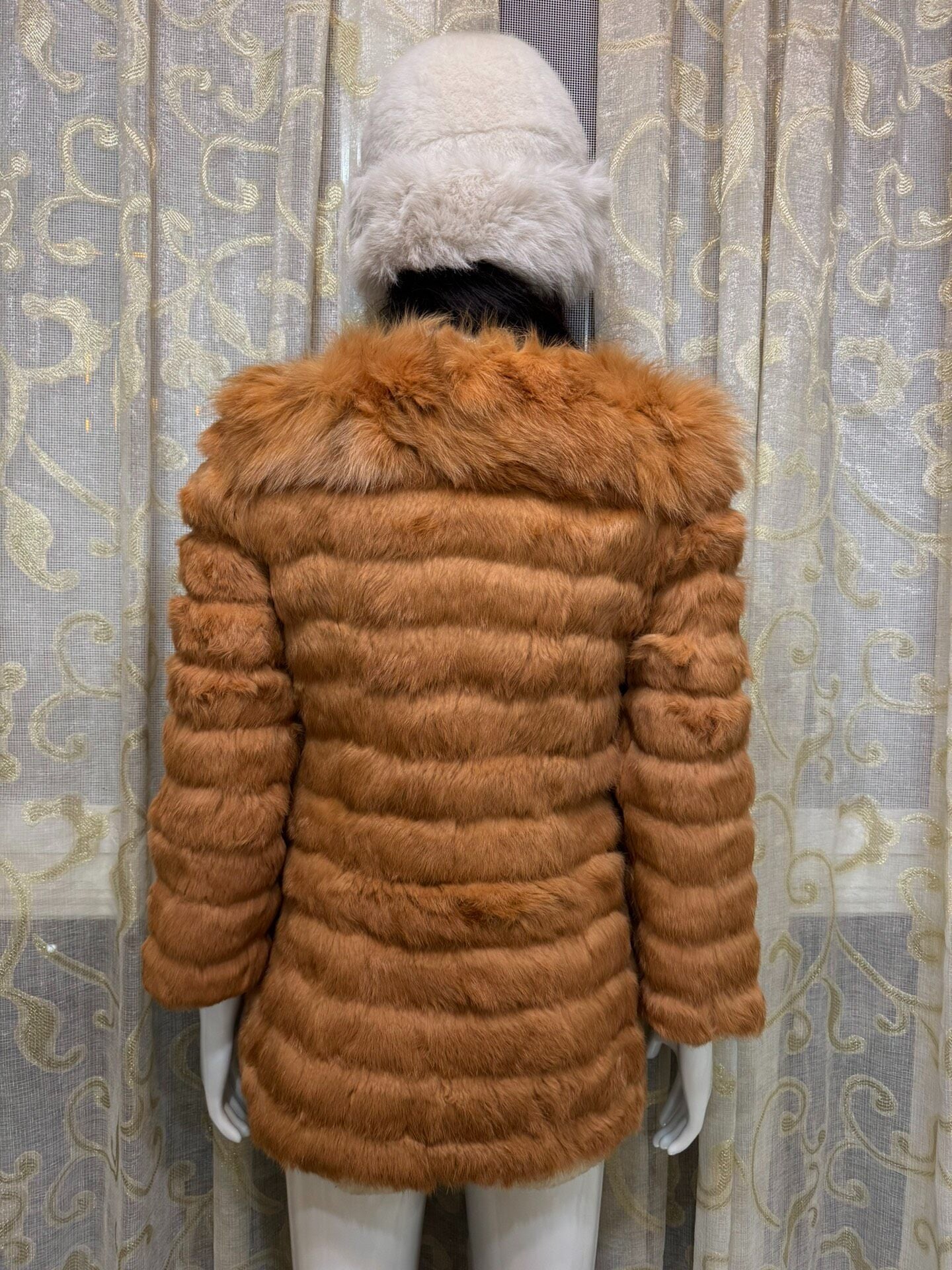 Vintage Orange-Brown Genuine Fur Coat