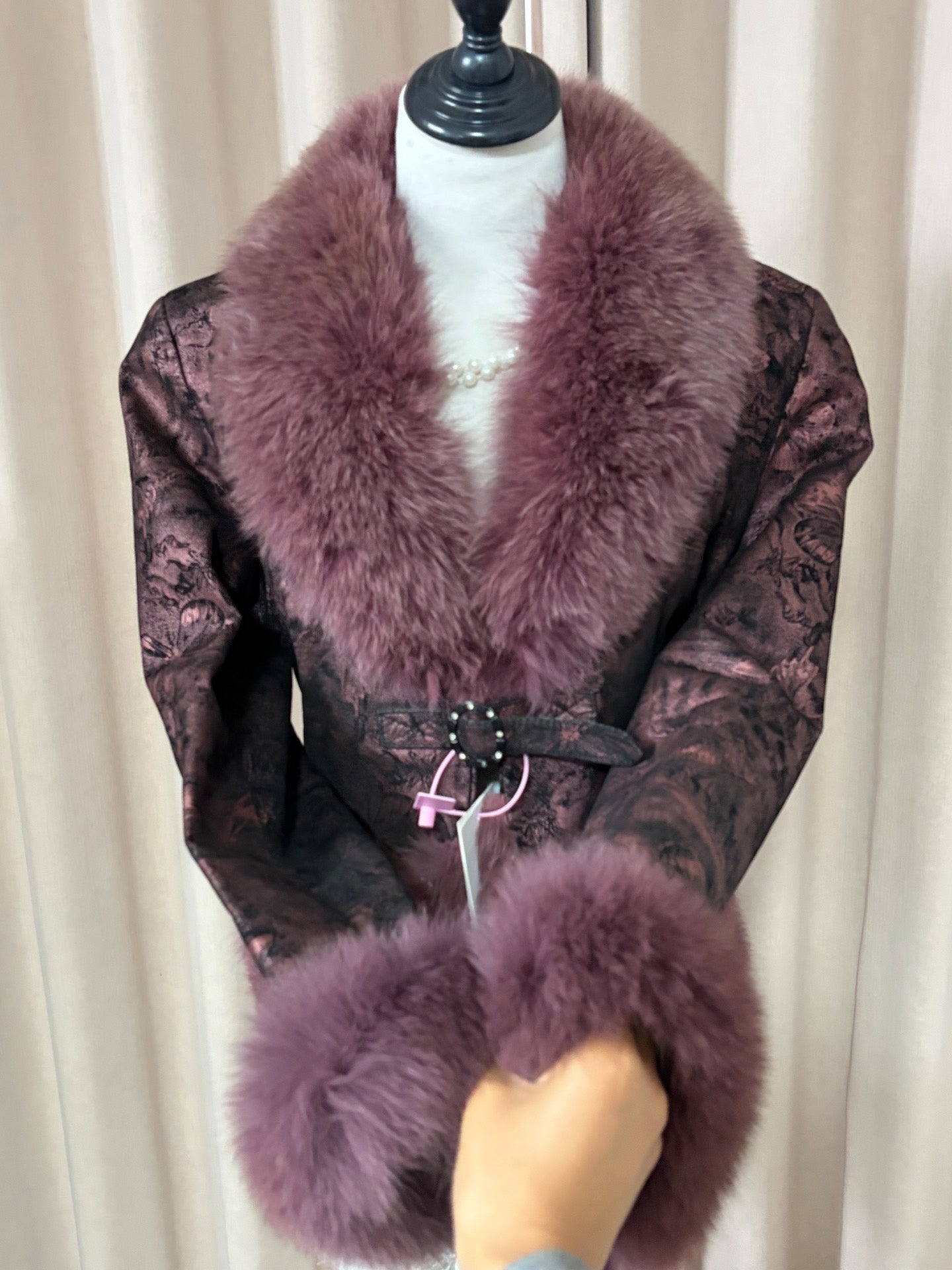 Vintage purple genuine fur coat