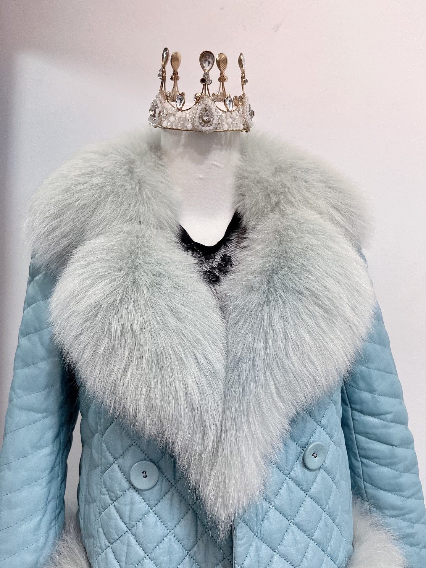 Vintage Blue Genuine Fur Coat