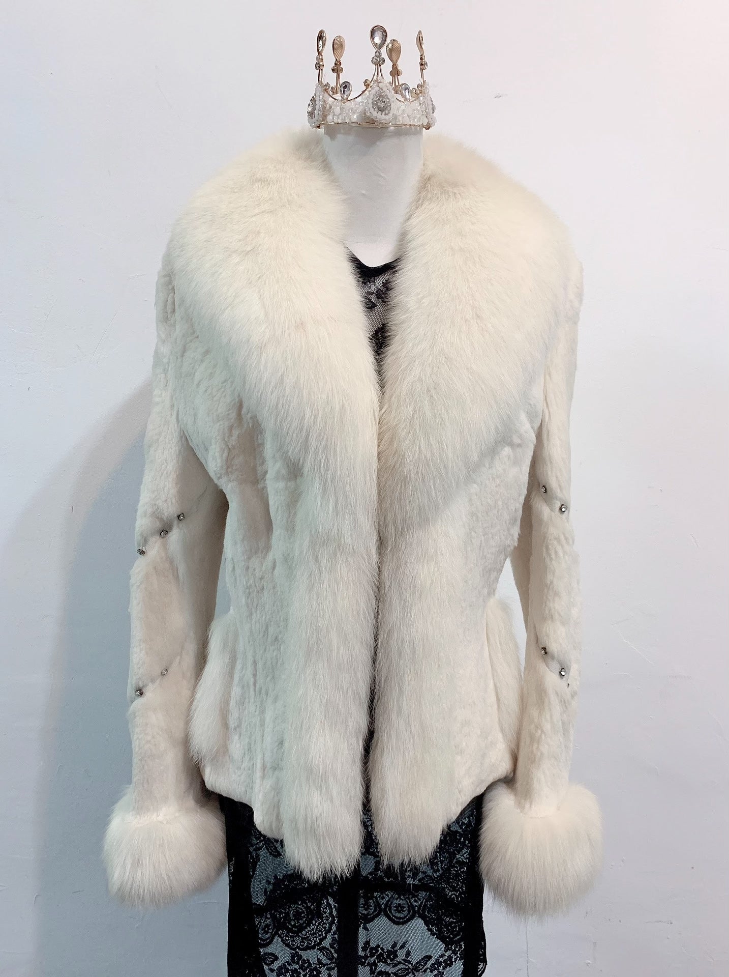 Vintage White Genuine Fur Coat