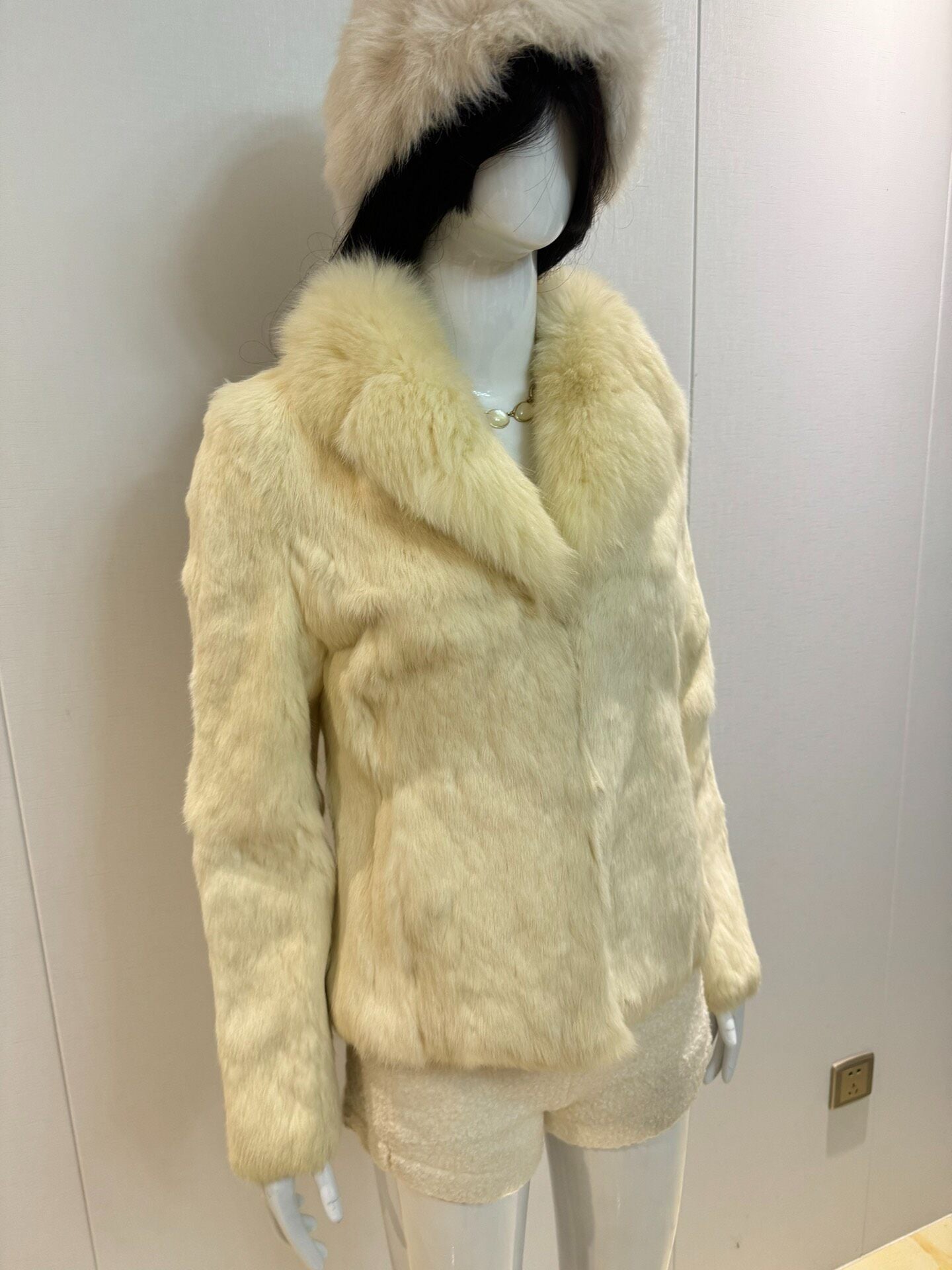 Vintage off-white fur coat