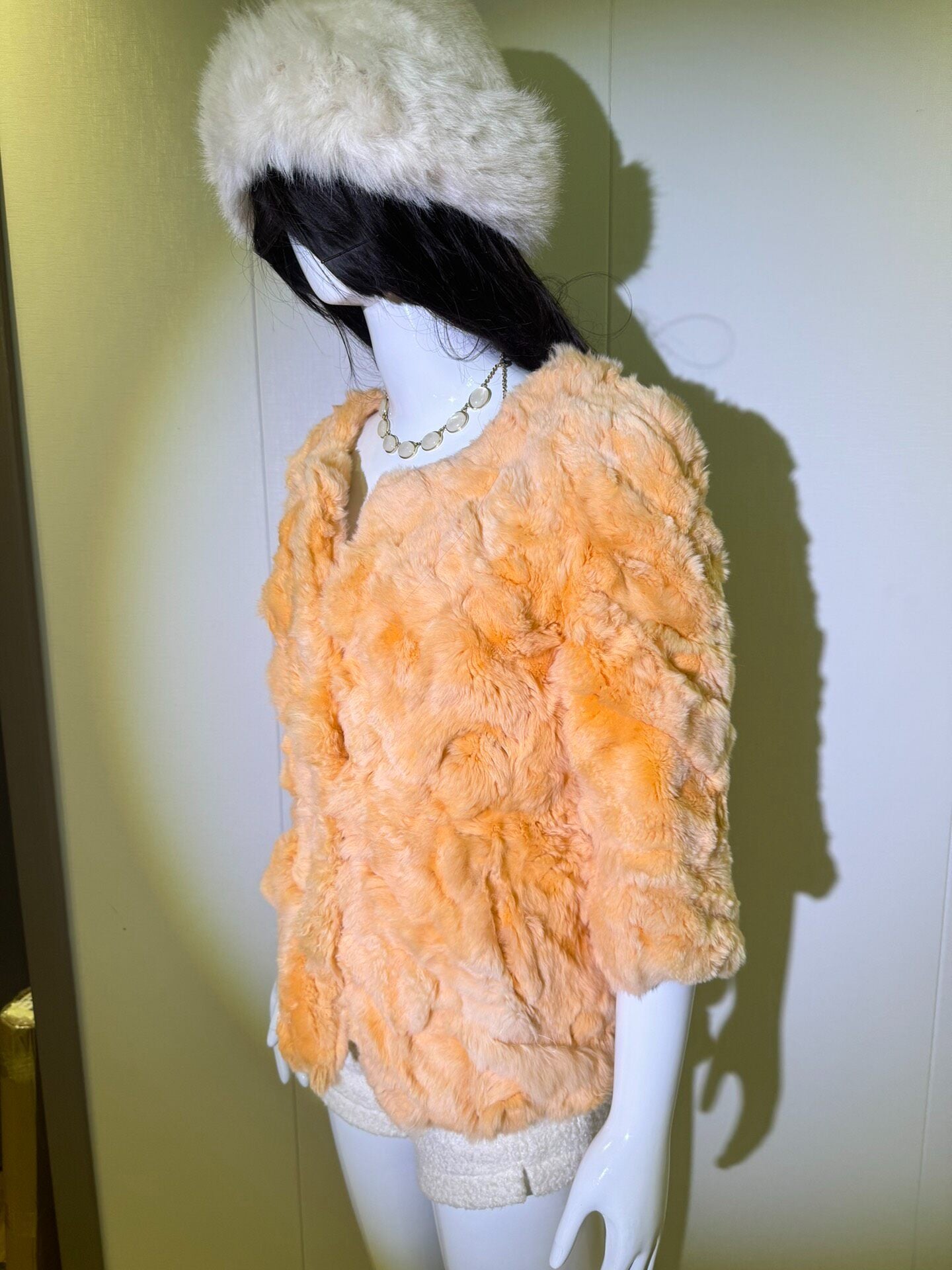 Vintage Orange Genuine Fur Coat