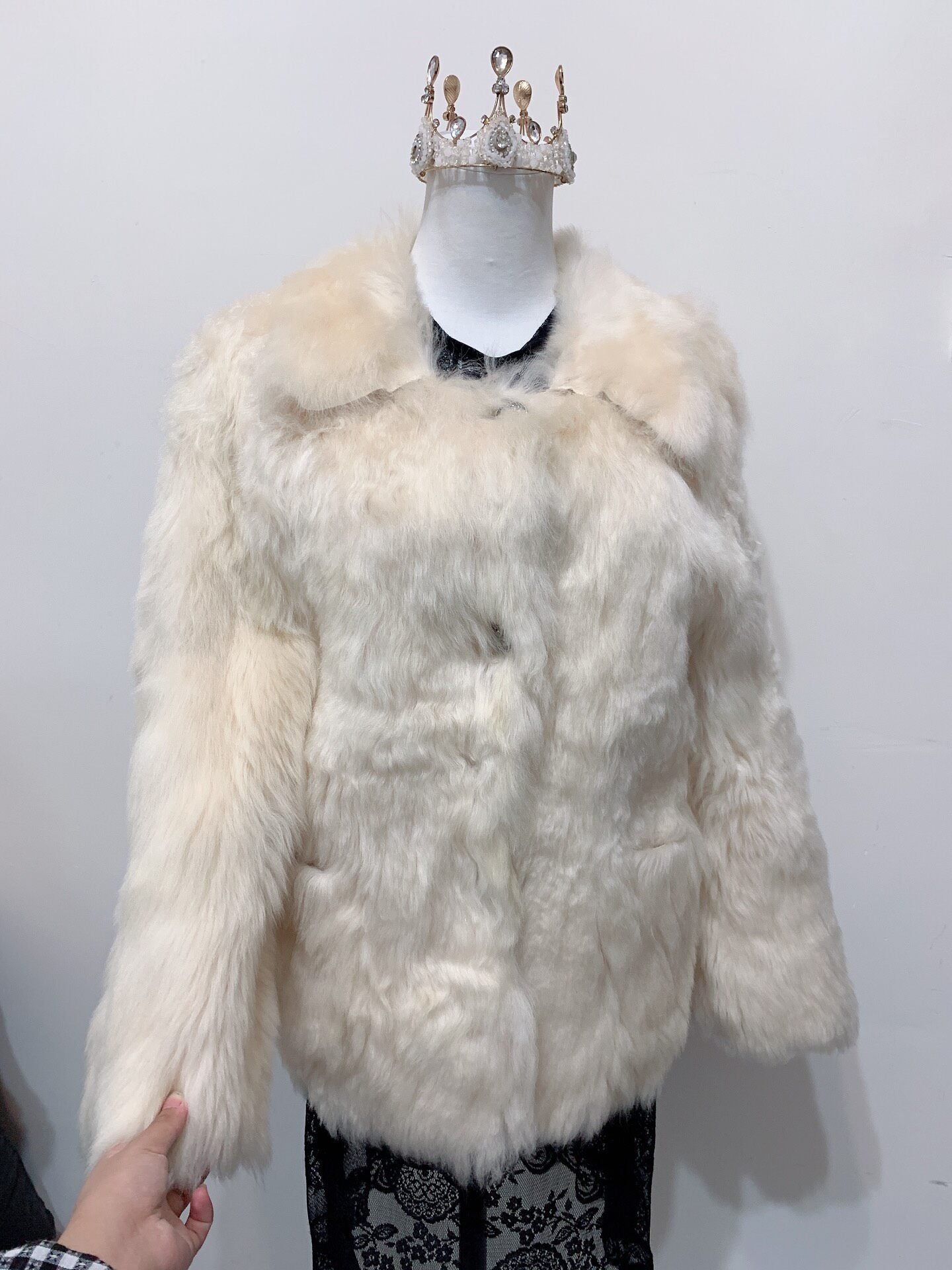 Vintage White Genuine Fur Coat