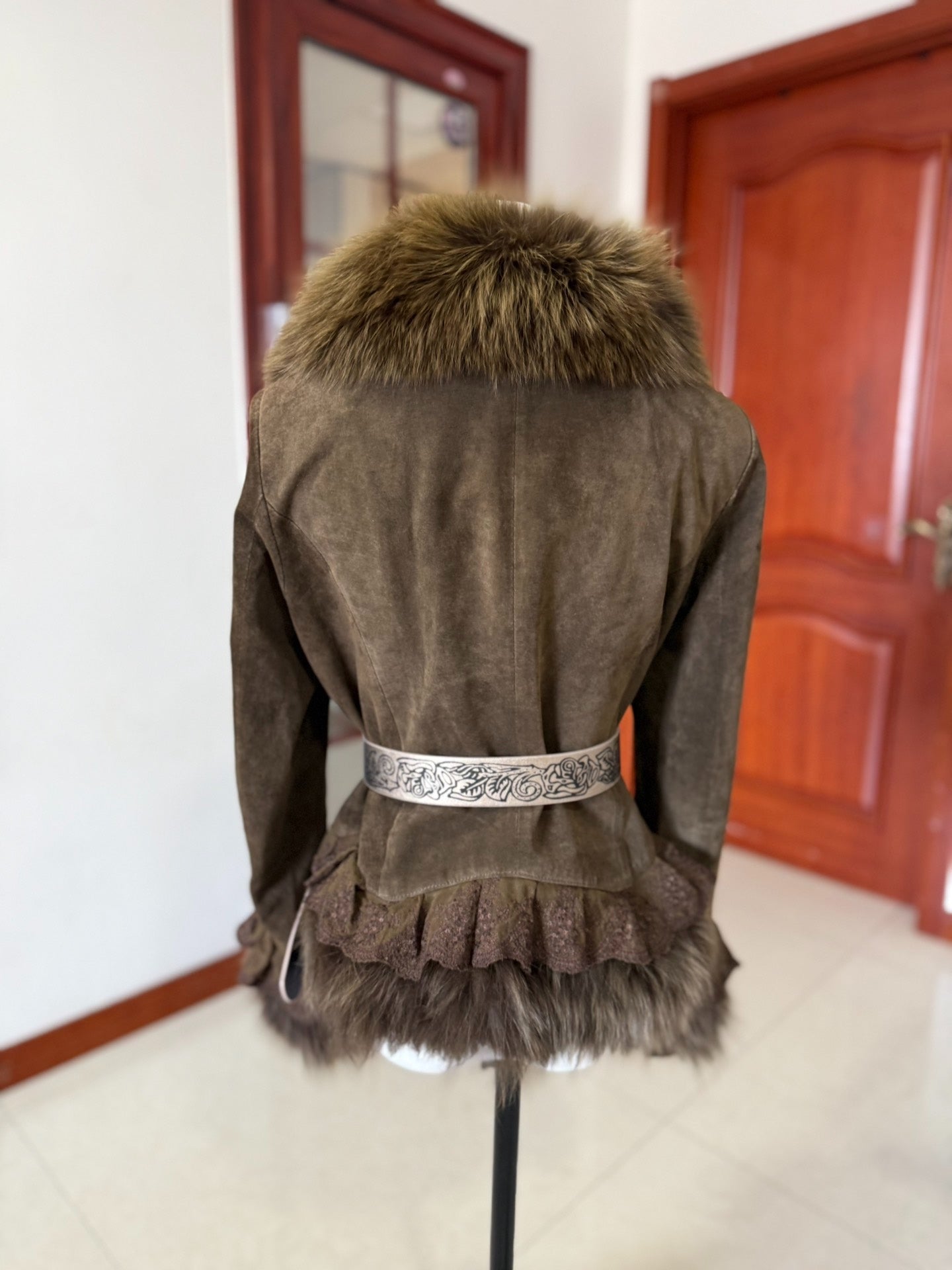 Vintage fur coat with fox fur collar
