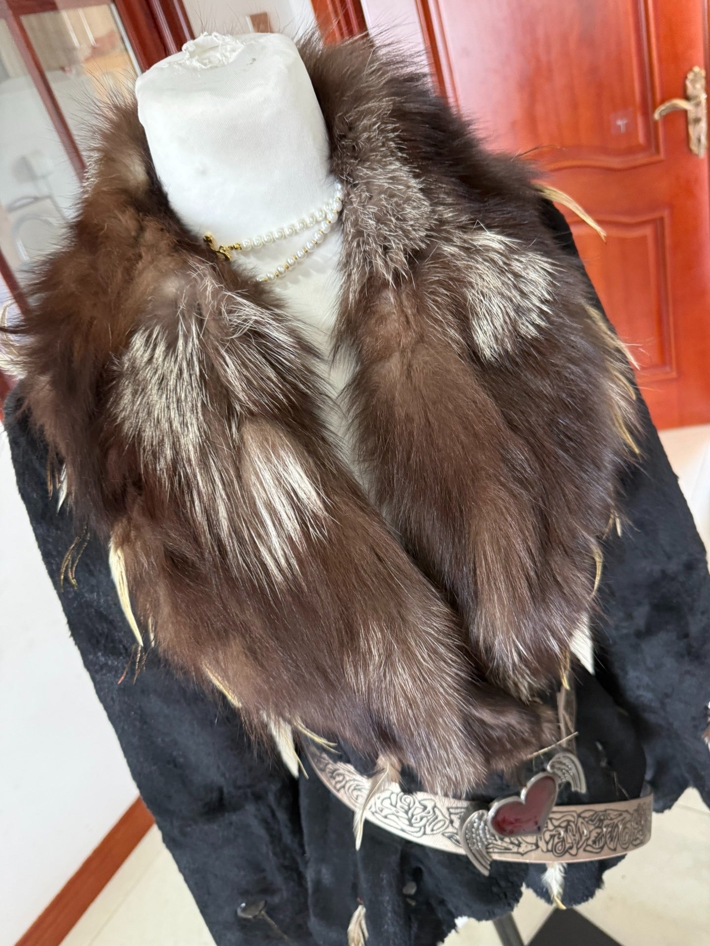 Vintage black genuine fur coat
