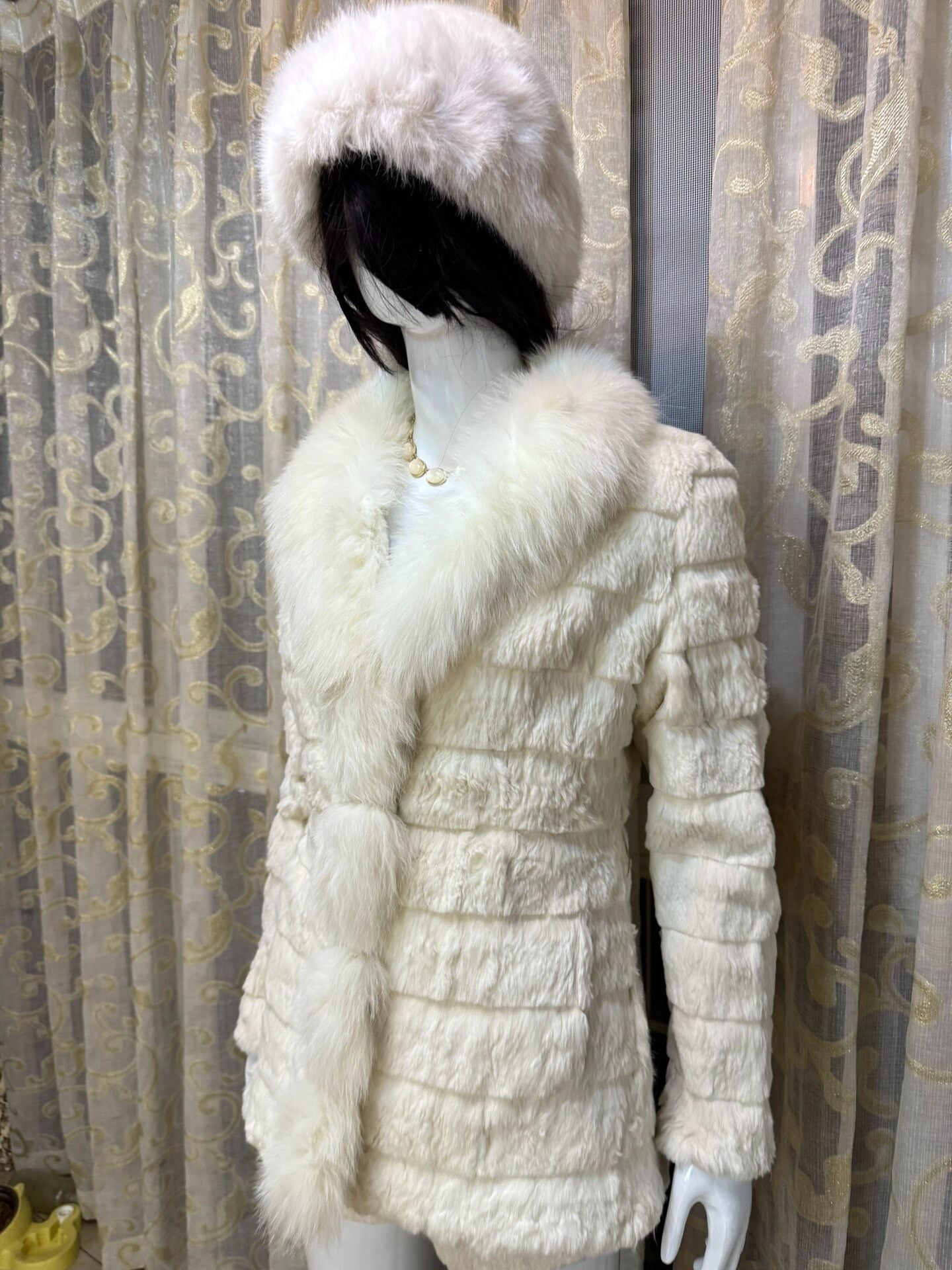 Vintage White Genuine Fur Coat