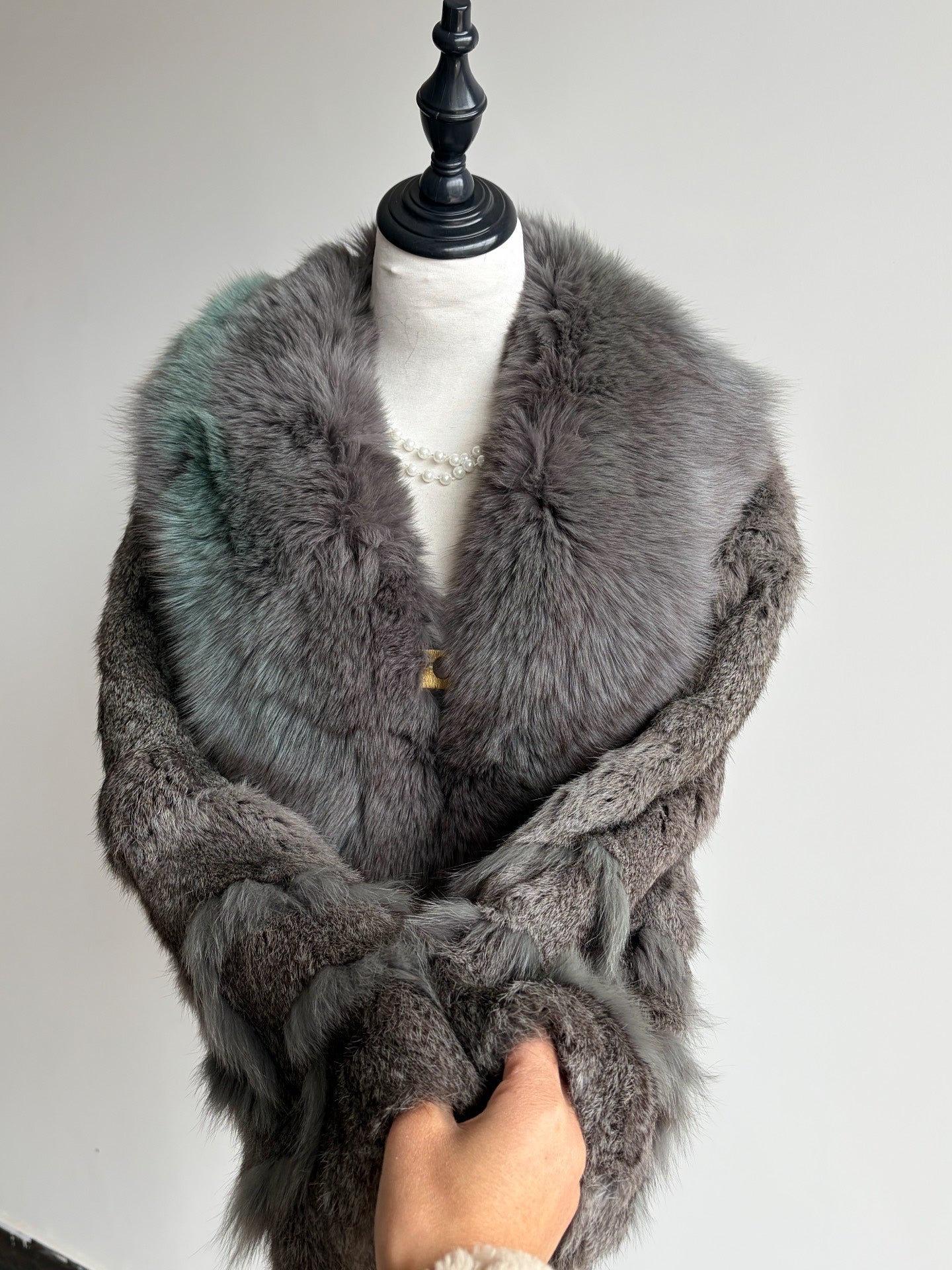 Vintage grey genuine fur coat