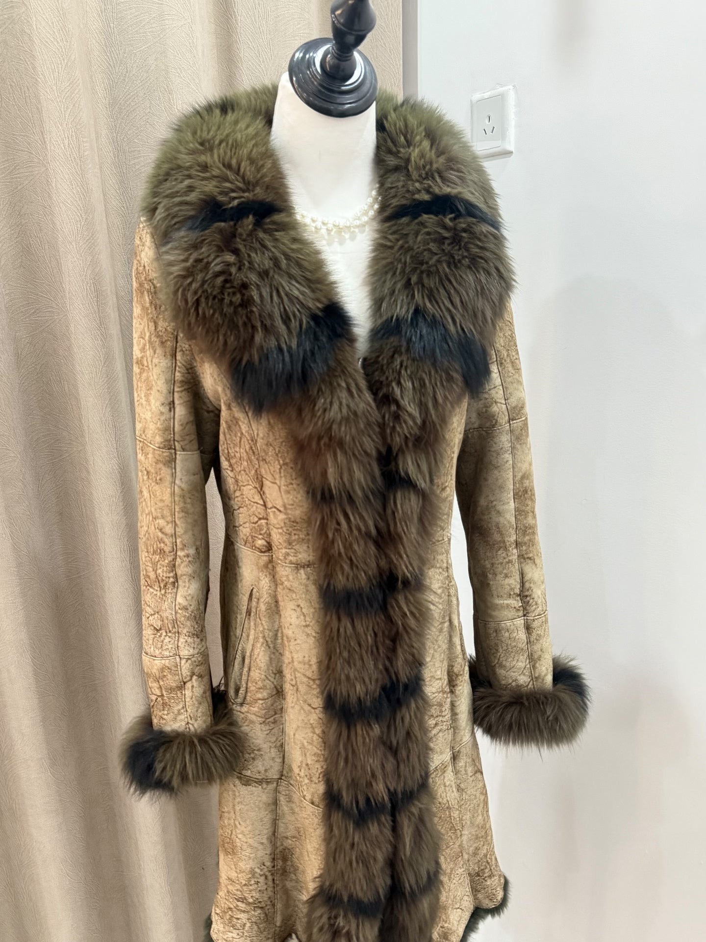 Vintage long real fur coat