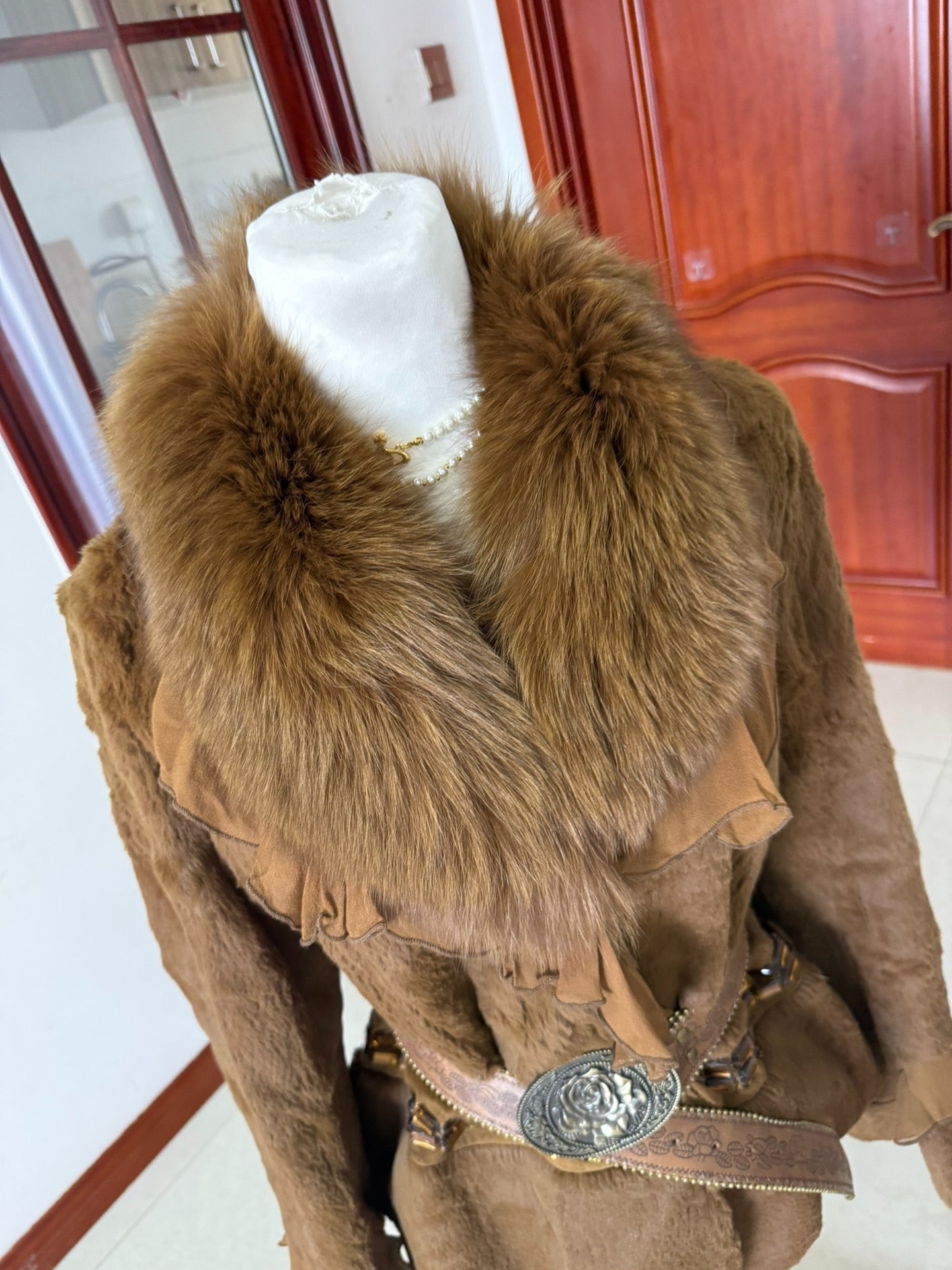 Vintage brown genuine fur coat