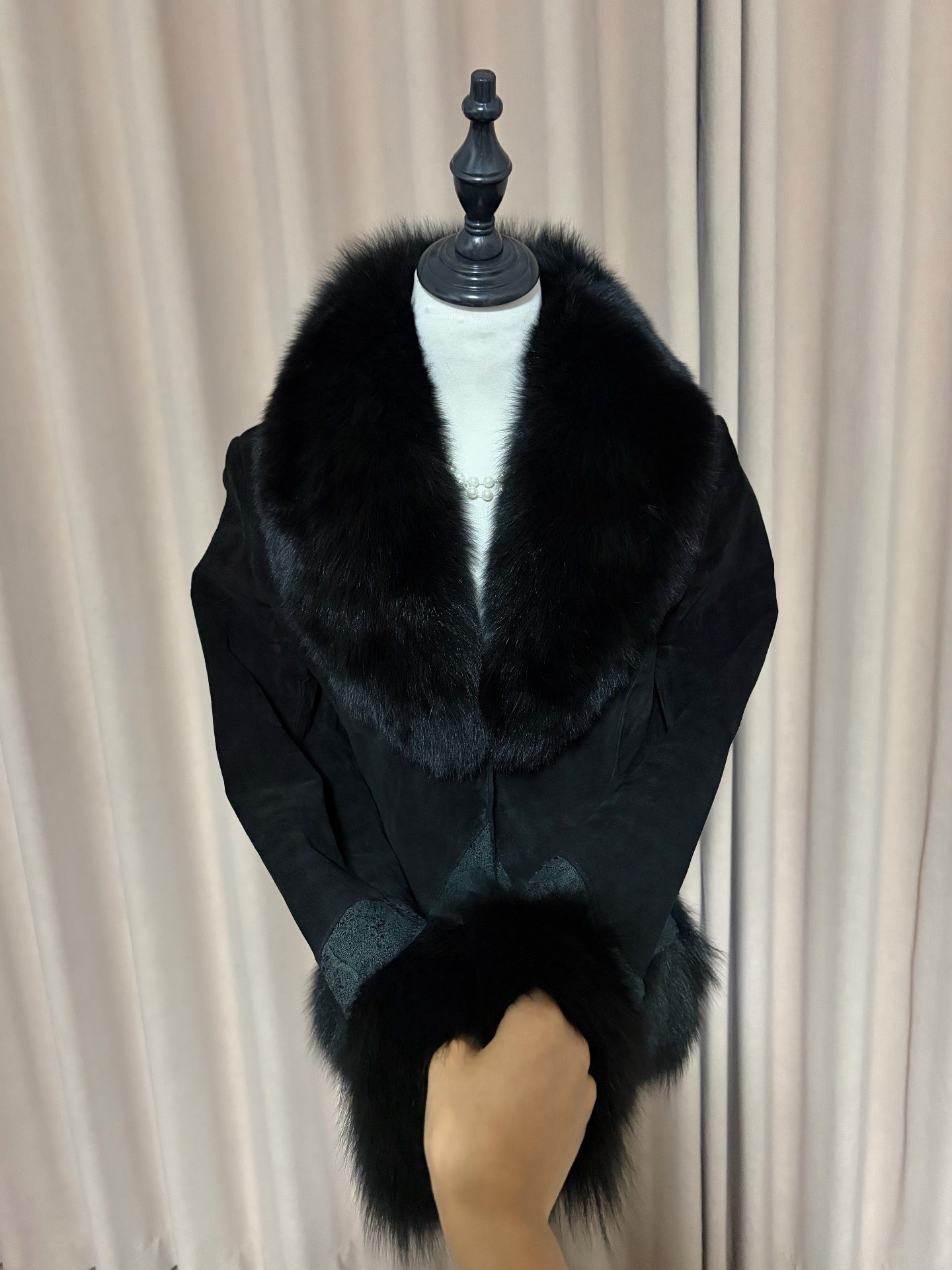 Vintage black genuine fur coat