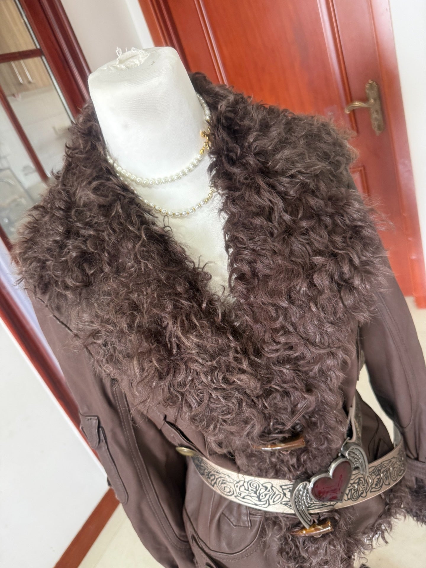 Vintage brown wool-blend cropped jacket