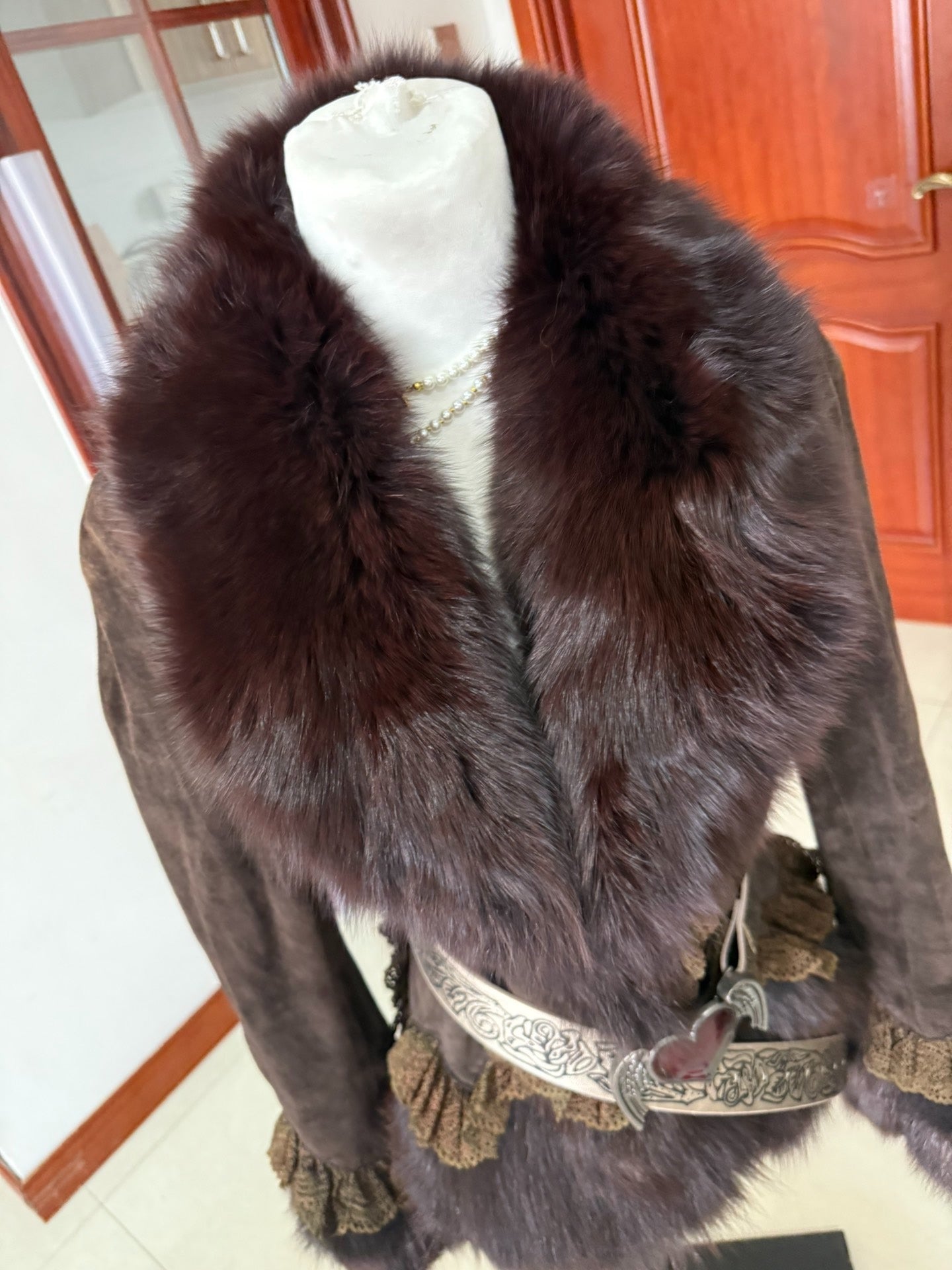 Vintage brown genuine fur coat