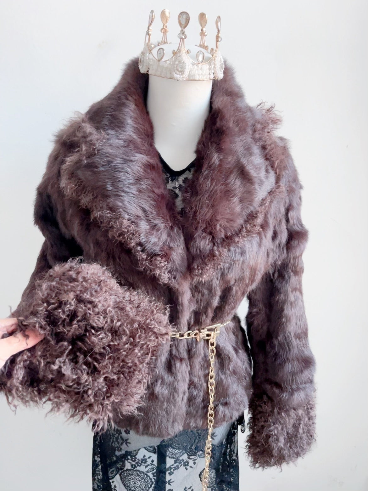 Vintage brown genuine fur coat