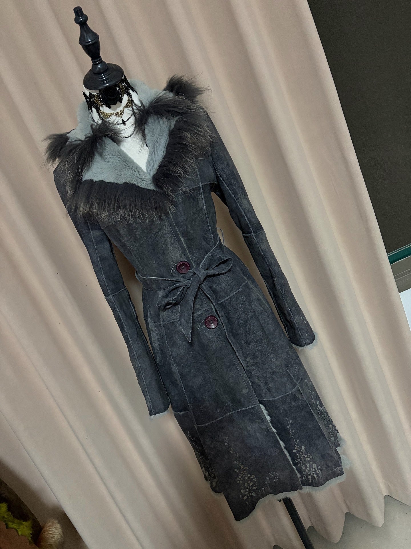 Vintage long genuine fur coat