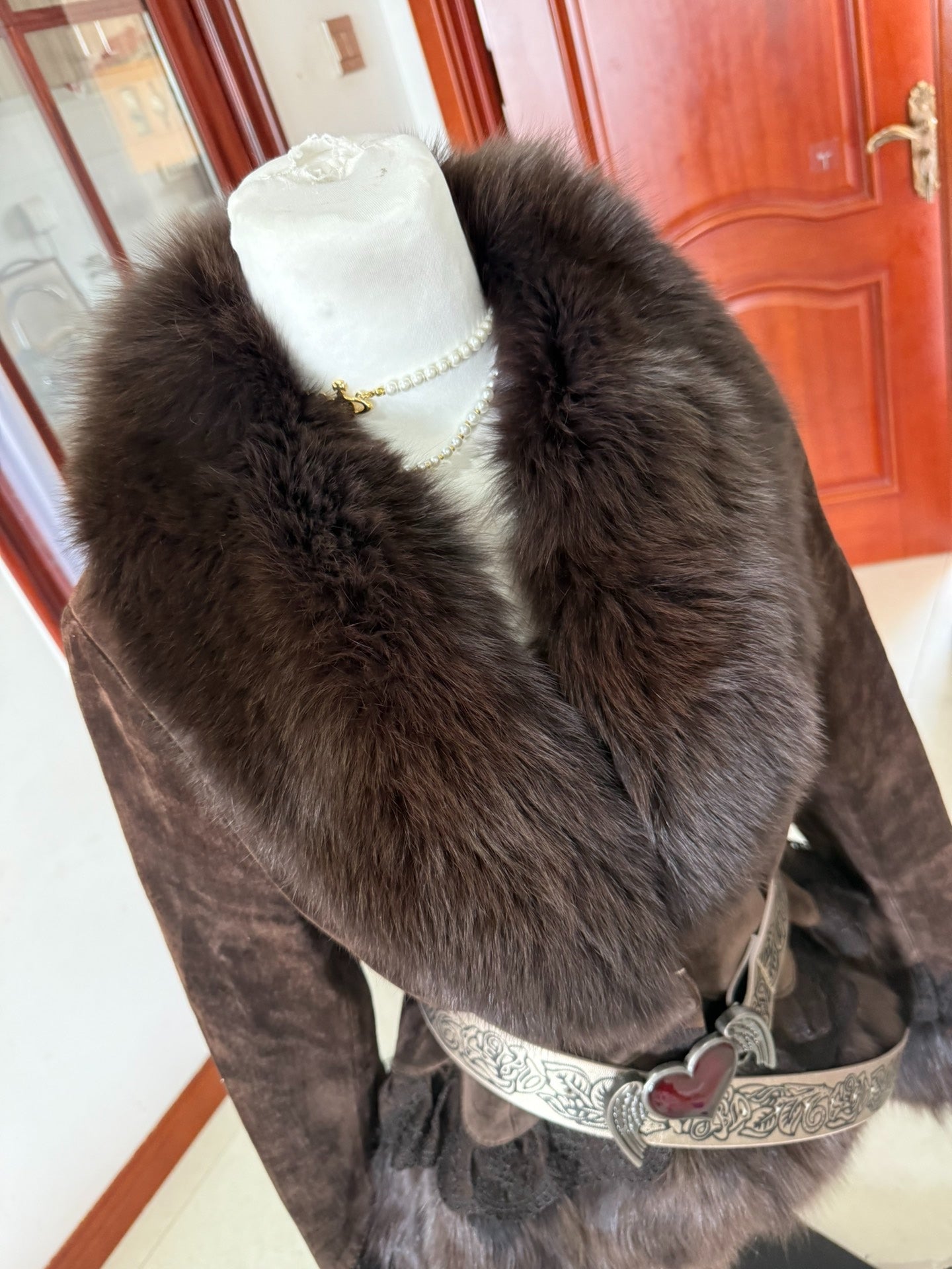 Vintage brown genuine fur coat