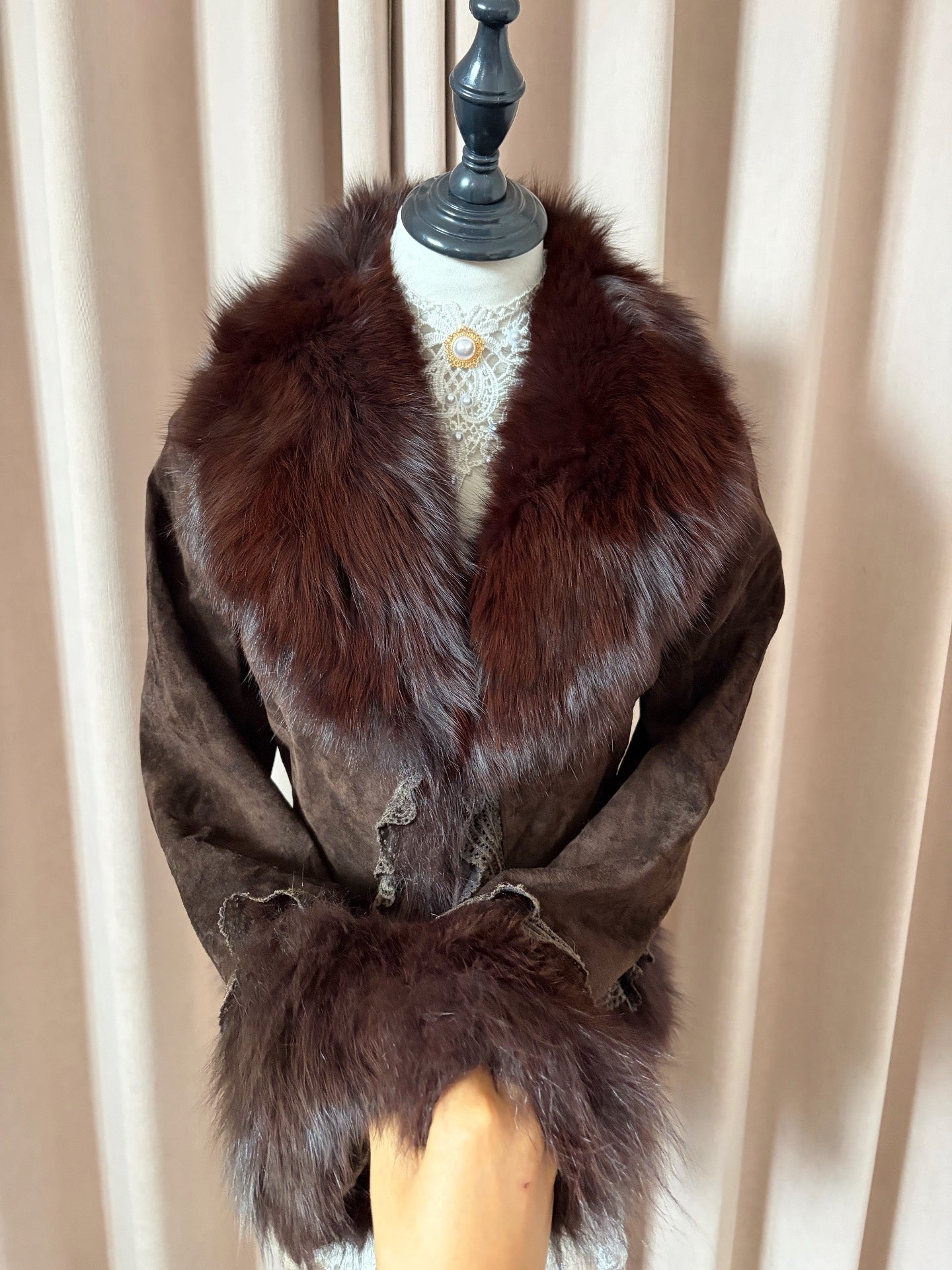 Vintage brown genuine fur coat