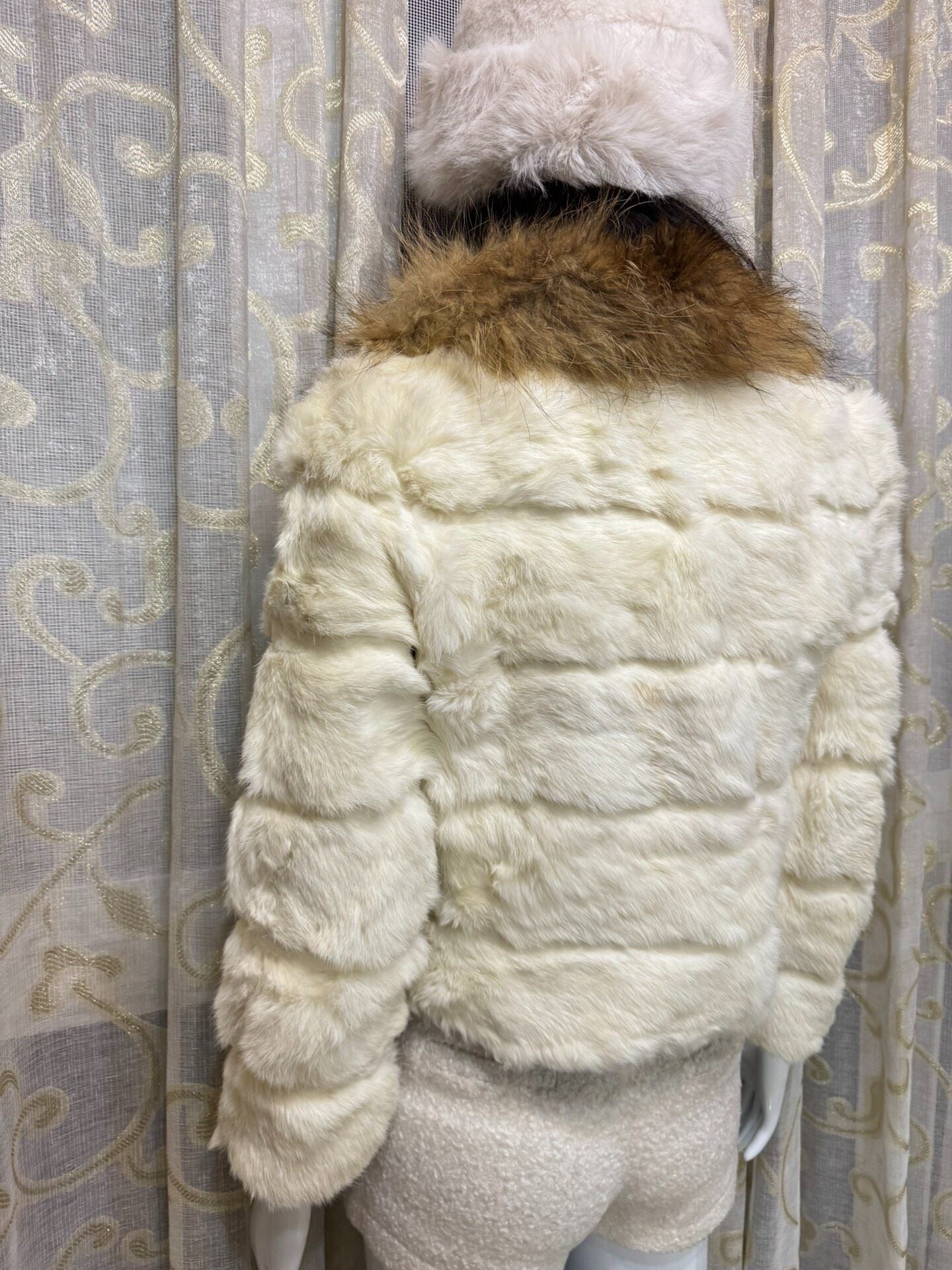 Vintage White Genuine Fur Coat