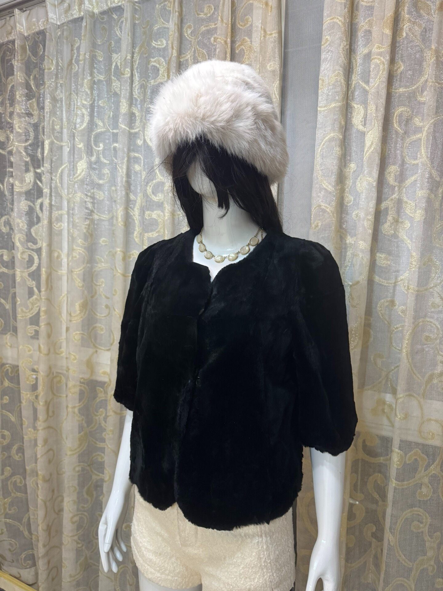 Vintage Black Genuine Fur Coat