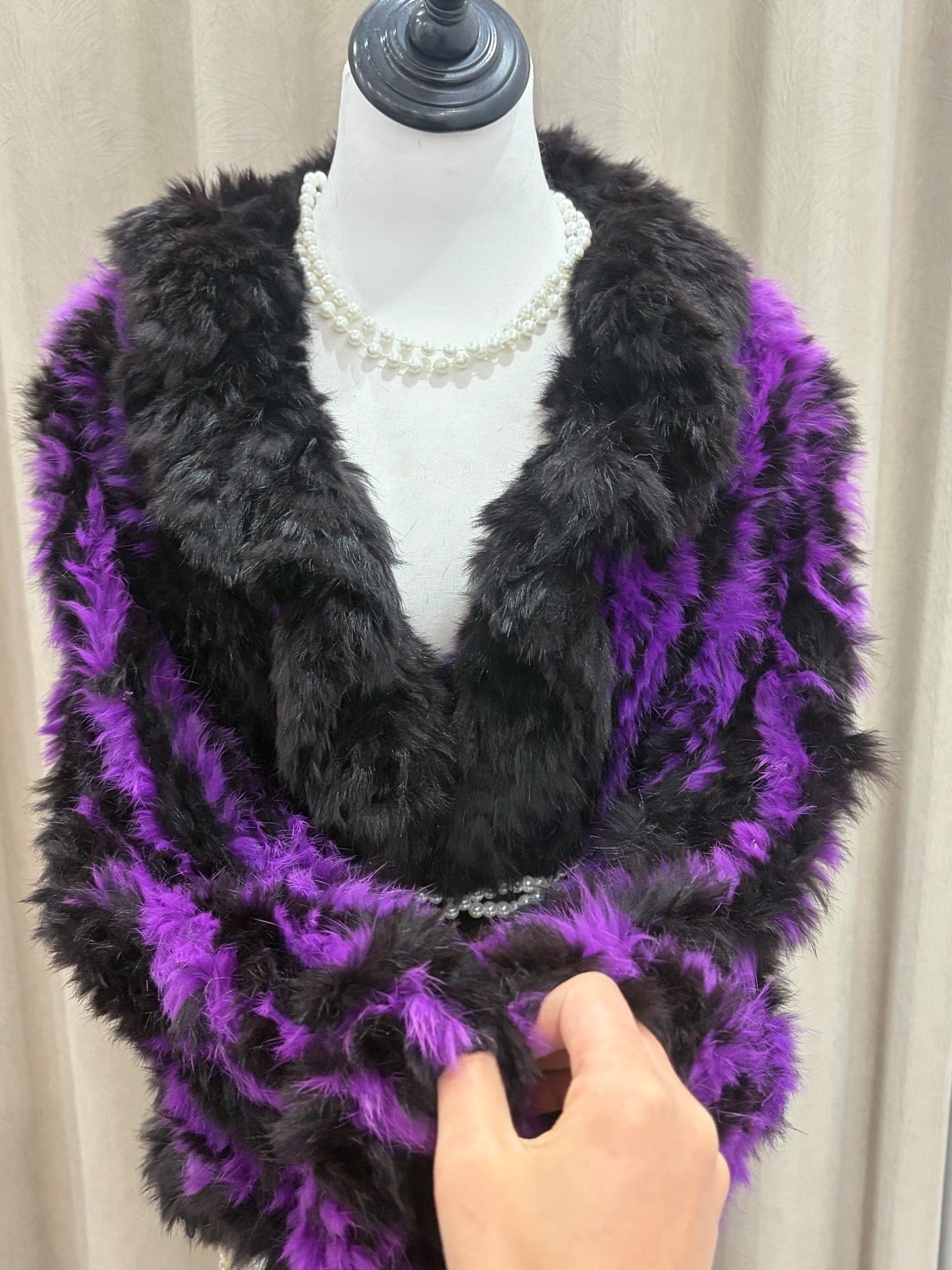 Vintage double-sided knit genuine fur coat