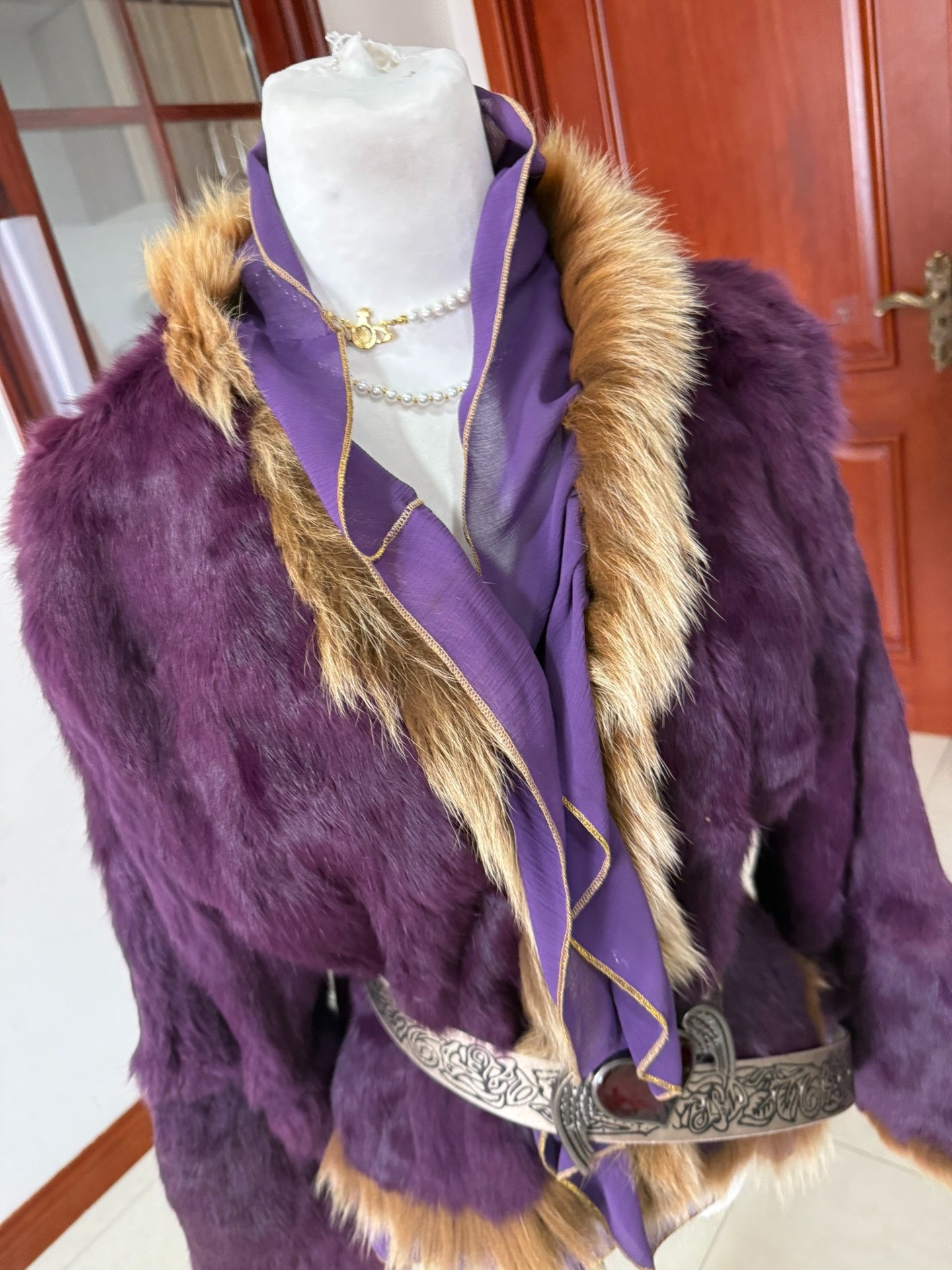 Vintage purple genuine fur coat